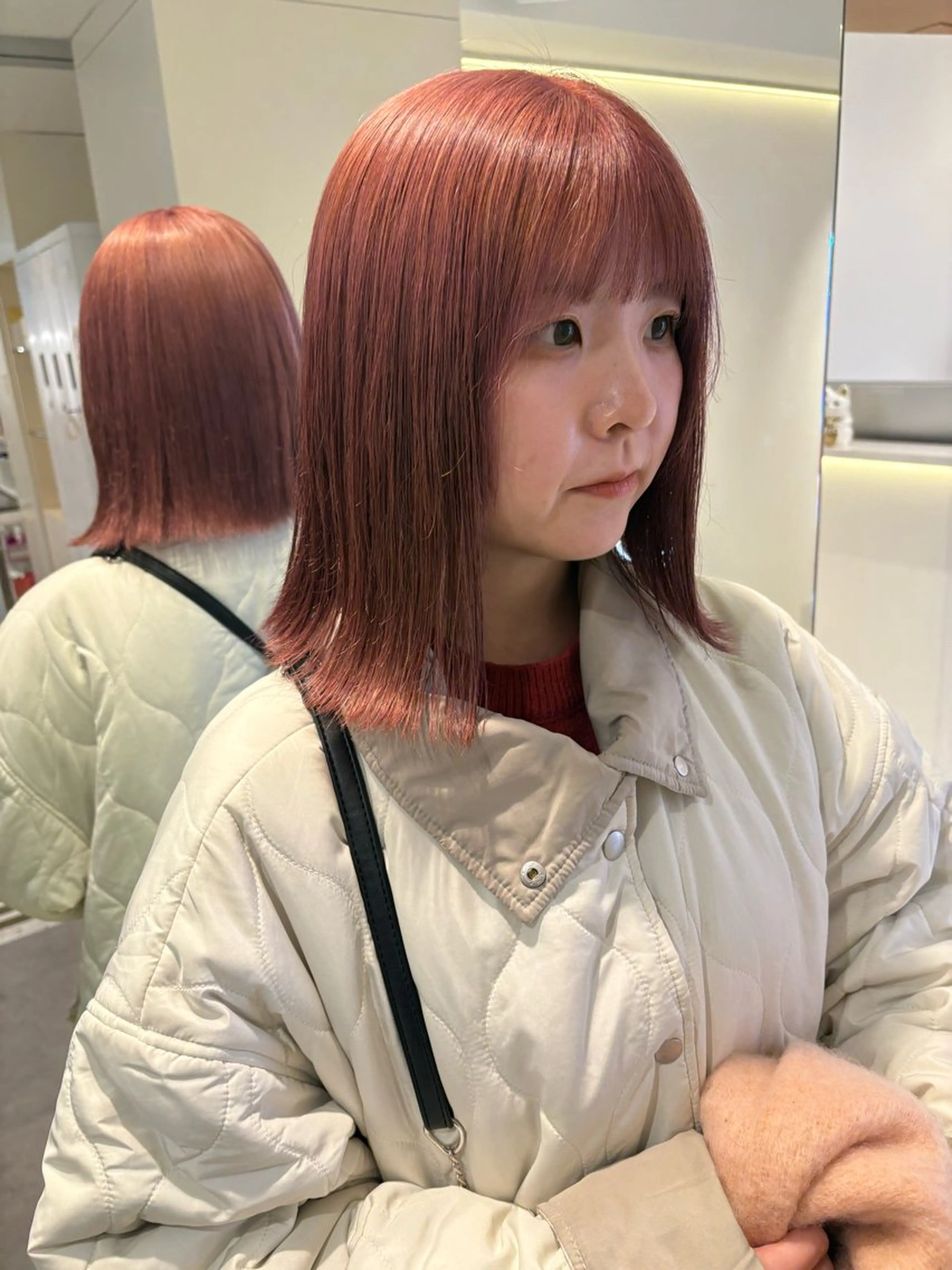 ミディアム カラー ベージュカラー ピンクカラー ピンクベージュ ヘアカラー driP.by HAVANA所属・ケアブリーチ／パーマ 工藤のヘアスタイル