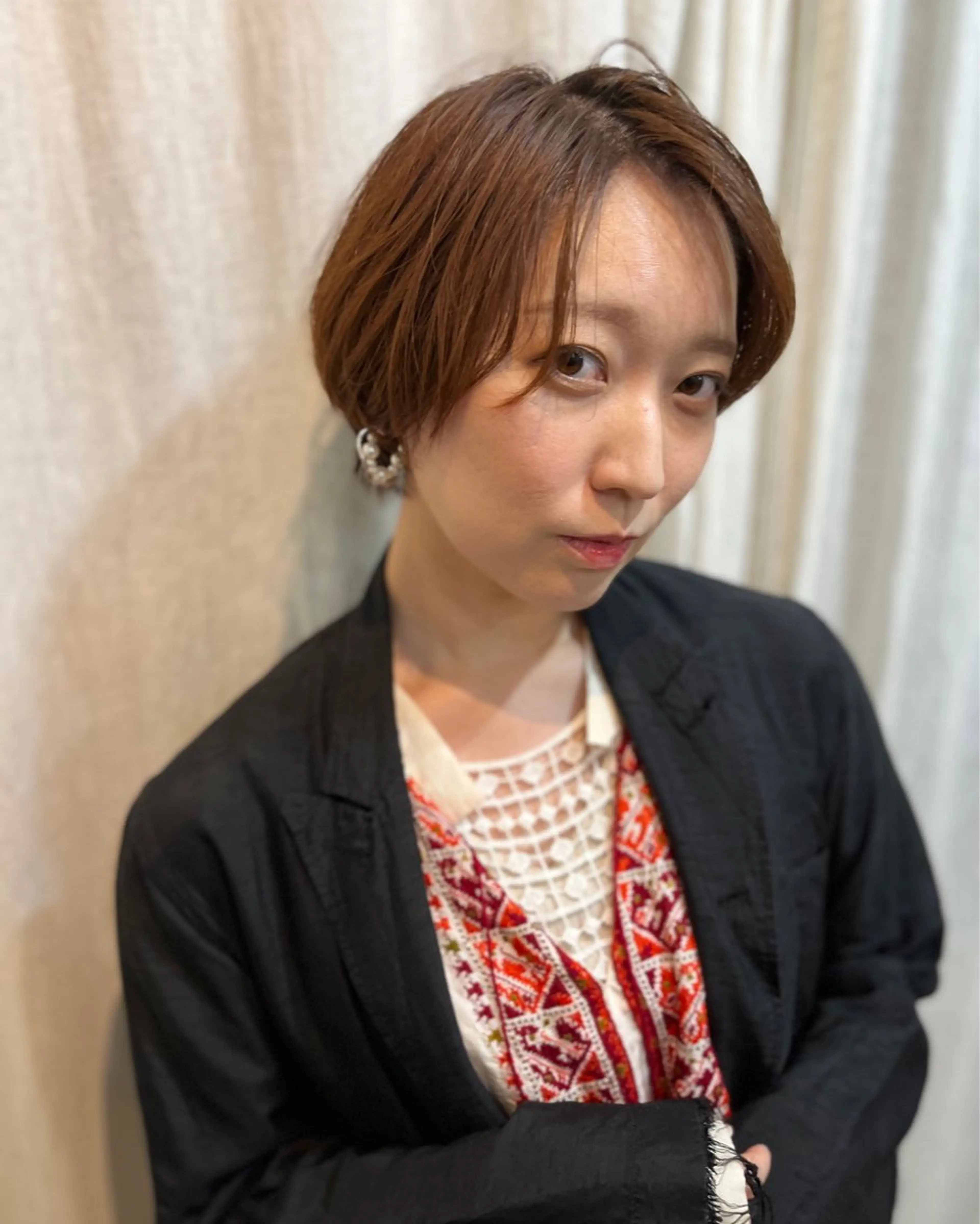 ショート ボブ 顔周りカット 似合わせカット 丸みショート🌙 タッセルボブ/井上翔のヘアスタイル