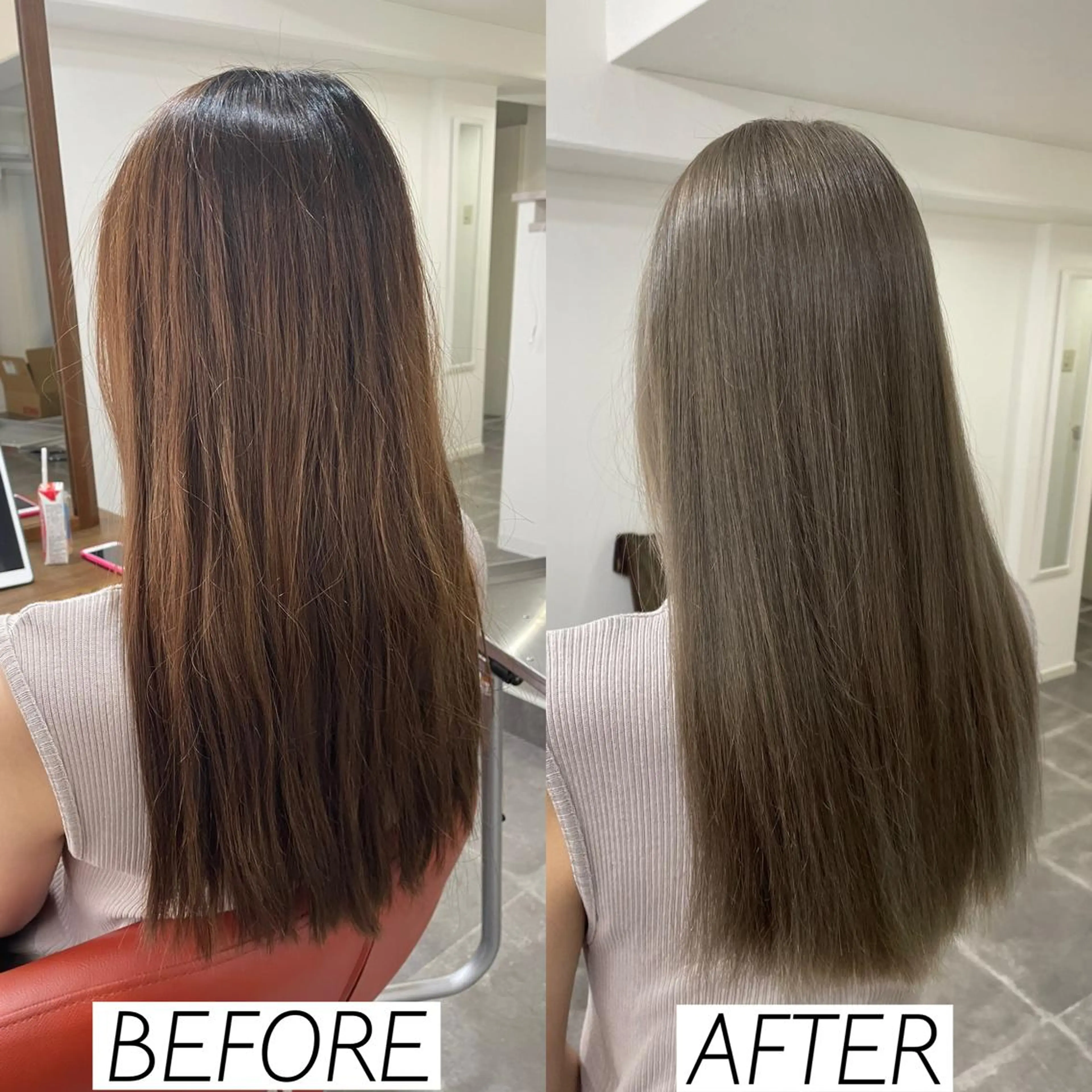 ロング カラー ベージュカラー ブリーチ 森田 一平のヘアスタイル