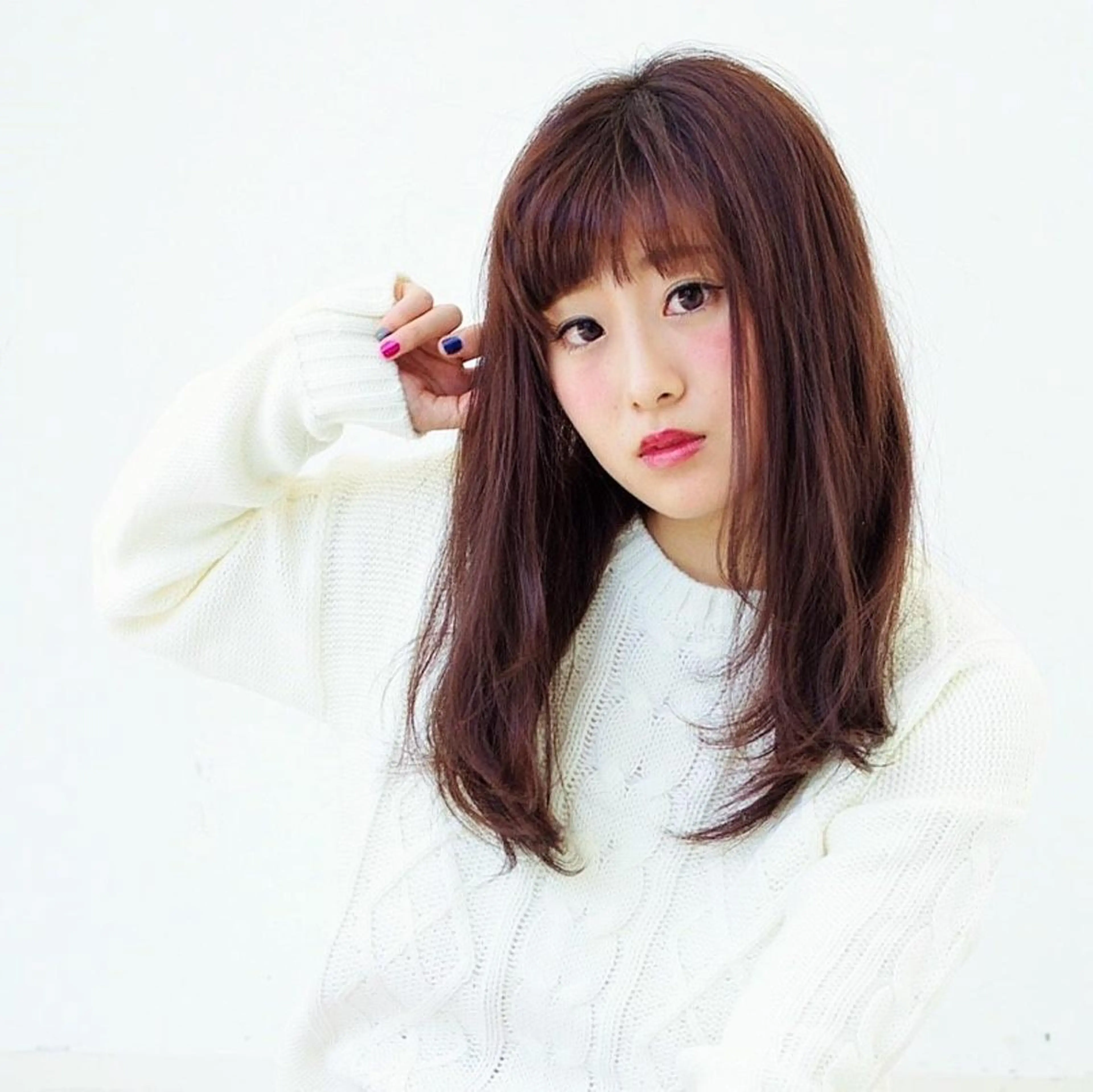 セミロング カラー ピンクカラー カット 森田 真由のヘアスタイル