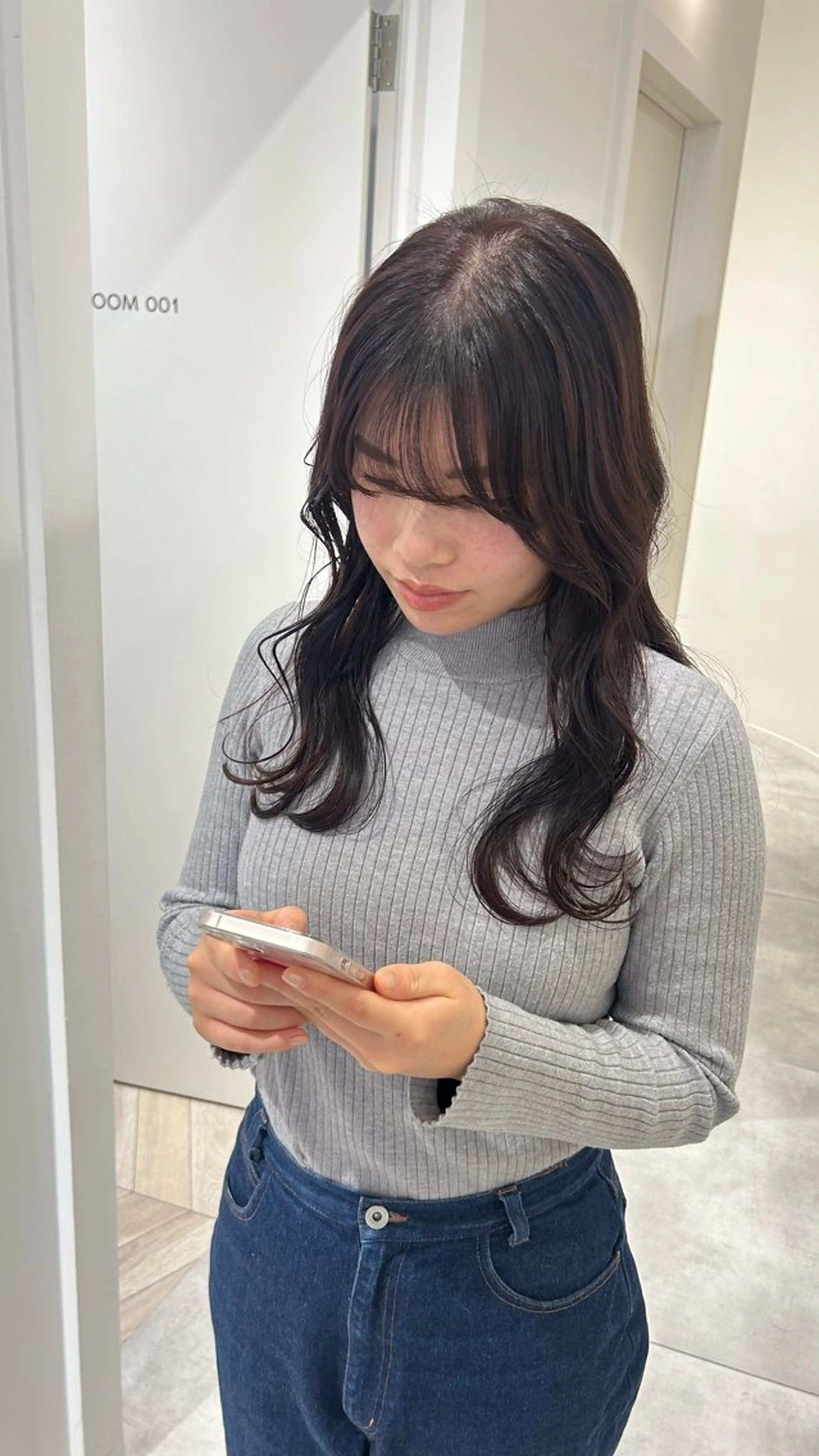 セミロング カラー カット ヘアカラー オリーブベージュ/ ブリーチなし透明感のヘアスタイル