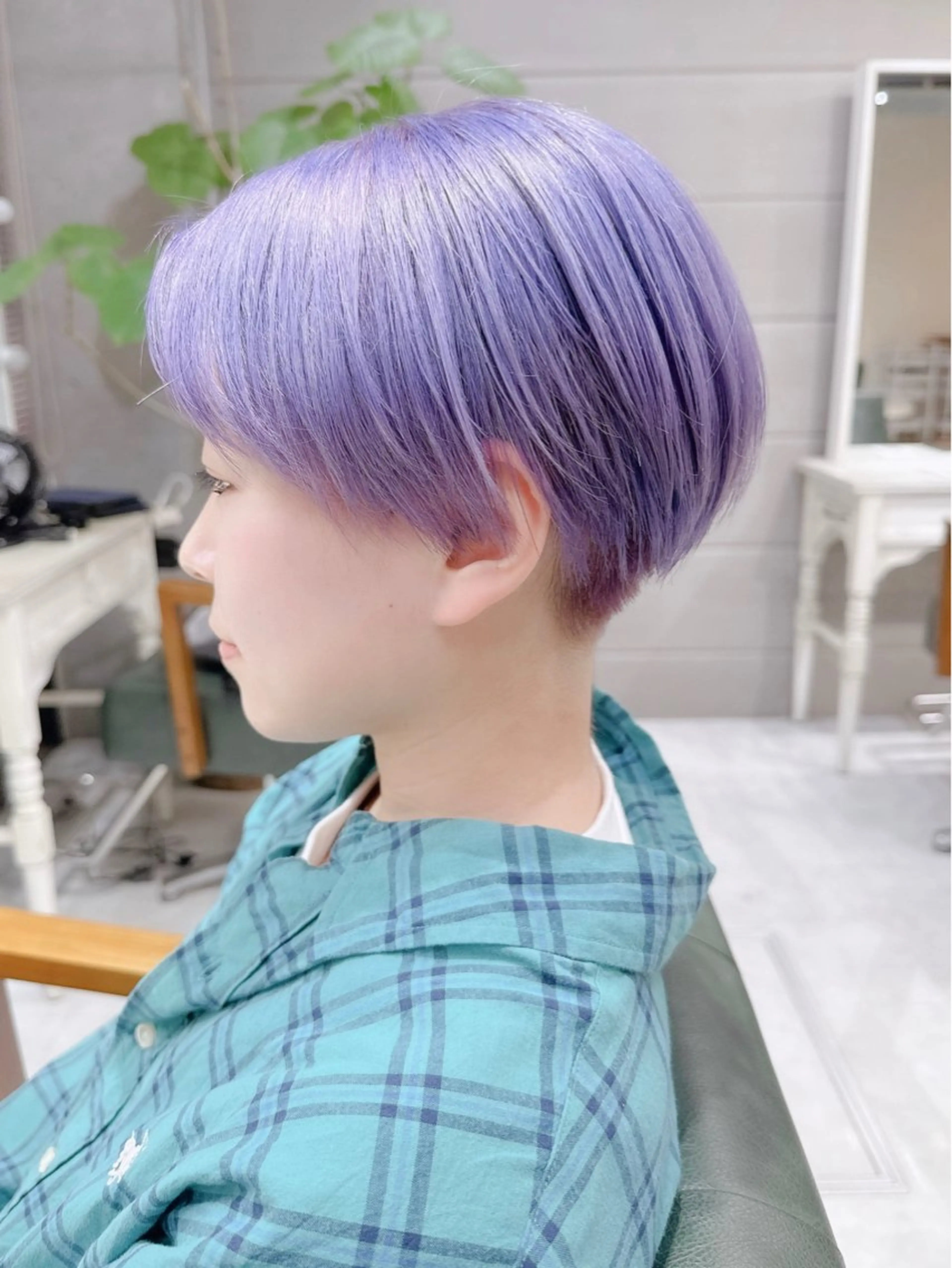 ショート カラー ヘアアレンジ パープルカラー 𝐑𝐈𝐍𝐊𝐀 🐷🖤のヘアスタイル