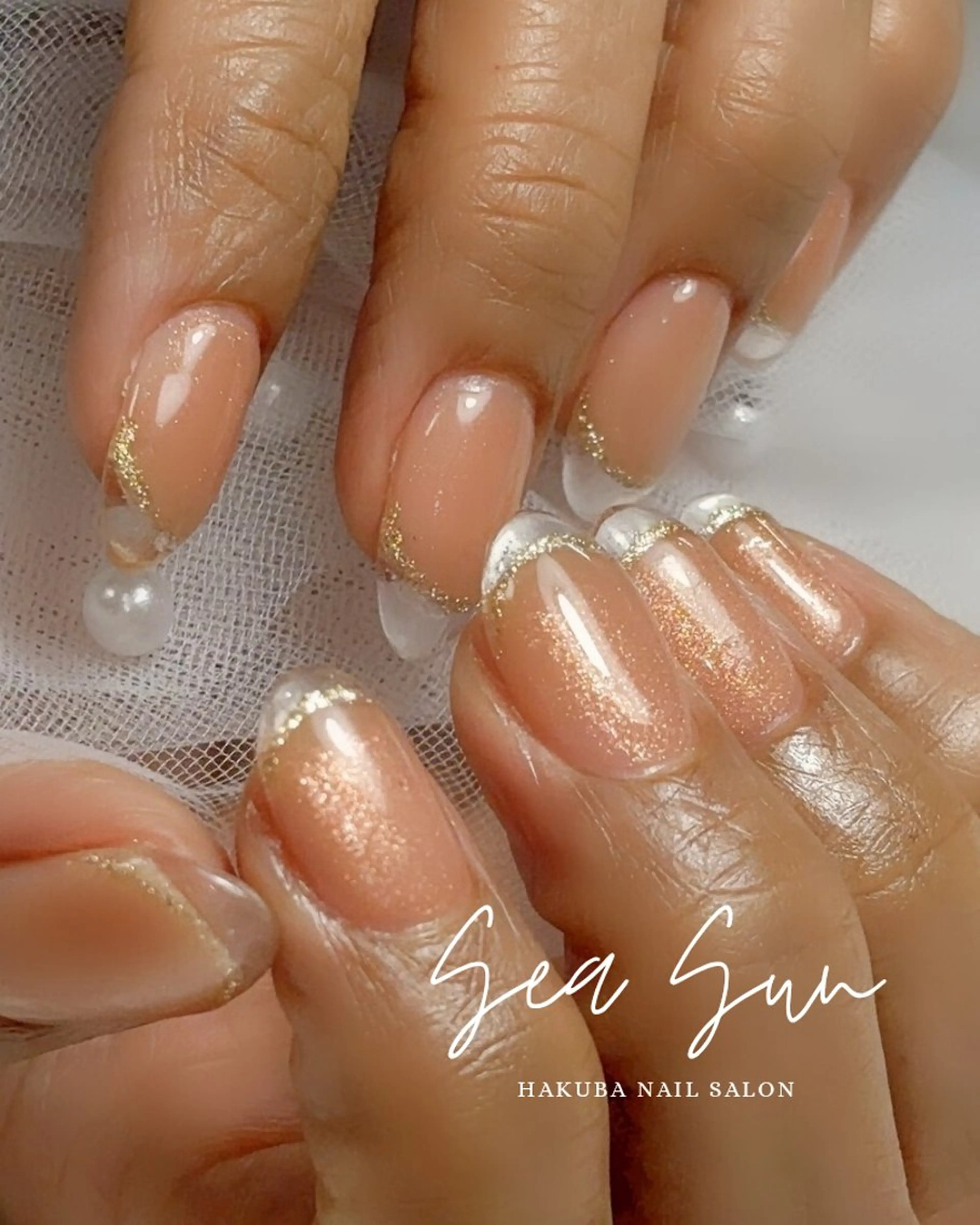 ネイル クリアネイル 長さ出し フレンチネイル ハンドネイル 白馬ネイルサロン (しーさん)のネイルデザイン