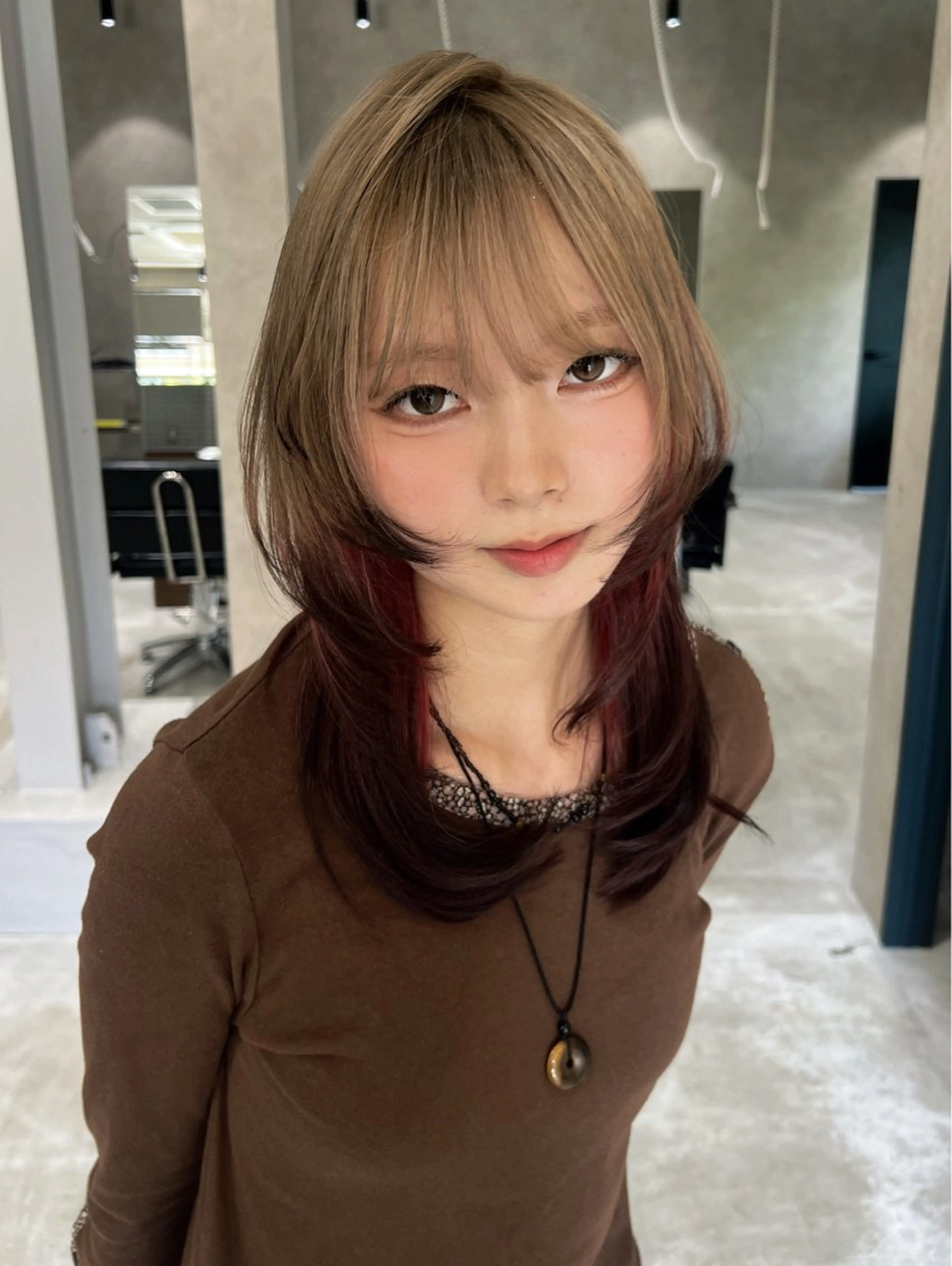 カラー ヘアカラー nehus nagaoka所属・🖤複雑履歴ブリーチ Mizuki 🖤のヘアスタイル