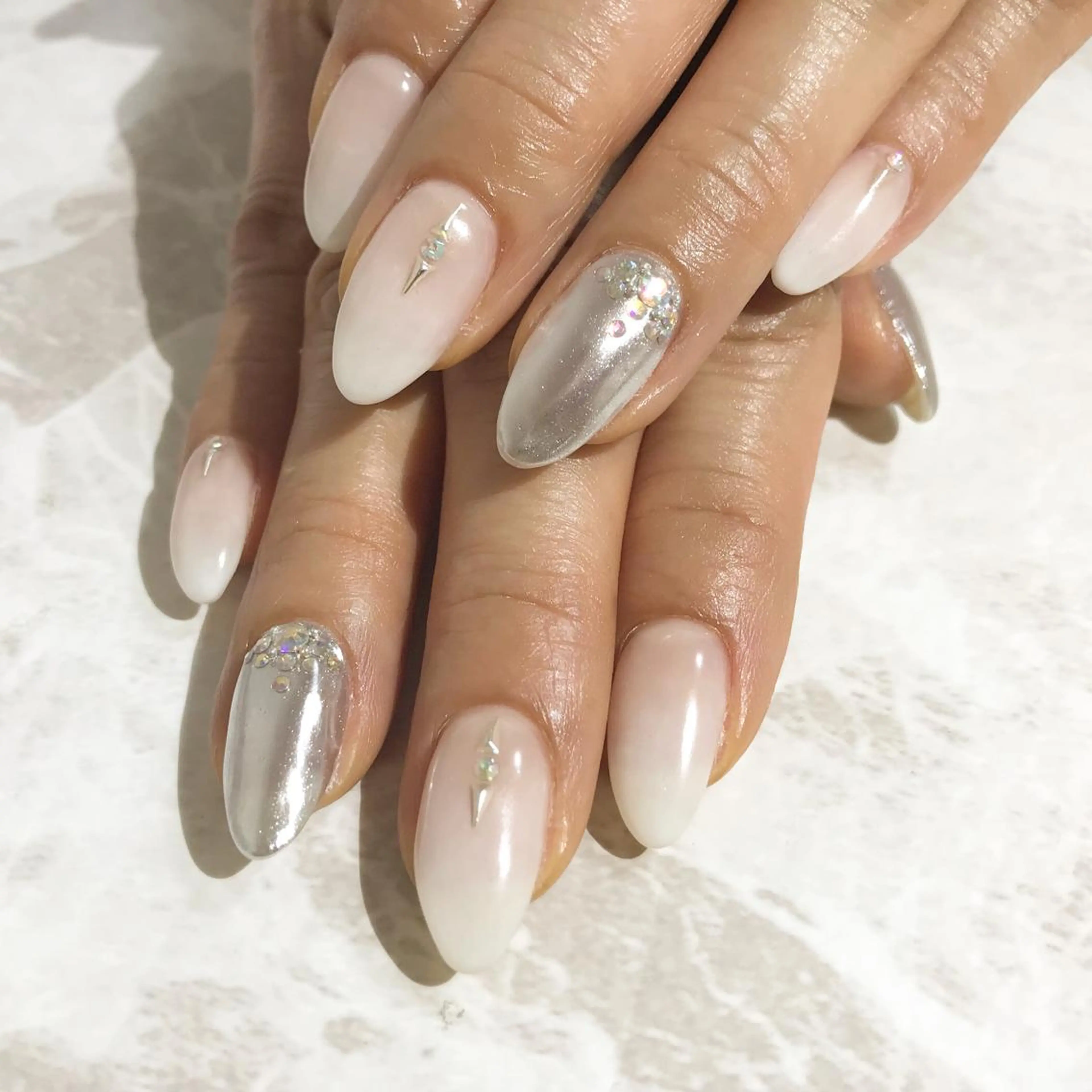 ネイル フットネイル ミラーネイル ニュアンスネイル シンプルネイル 春ネイル ネイル フフラ所属・nail fufla ♡yamane♡のネイルデザイン