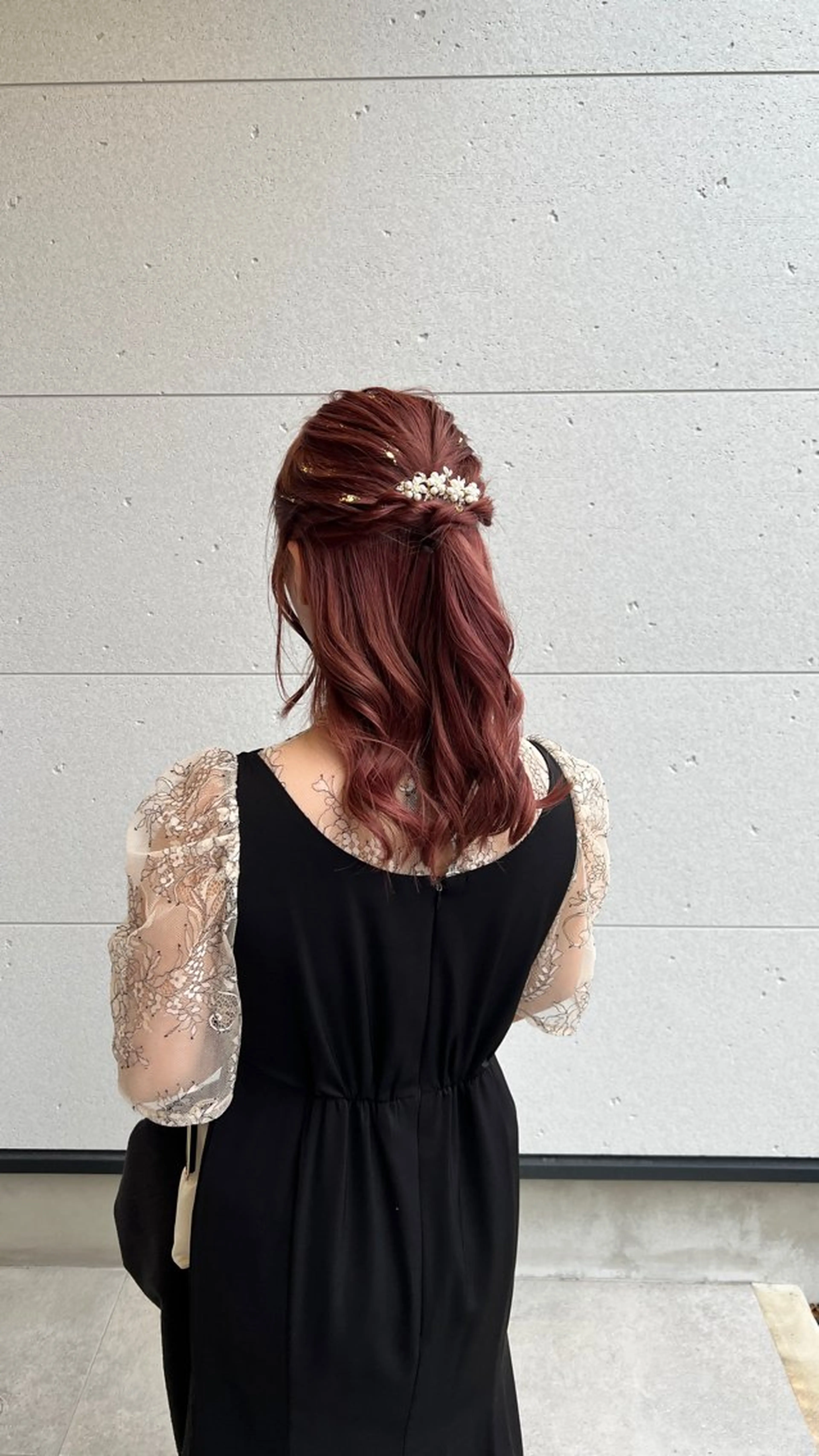 ロング ヘアアレンジ ハーフアップ 結婚式・ブライダル 山口 玖瑠美のヘアスタイル