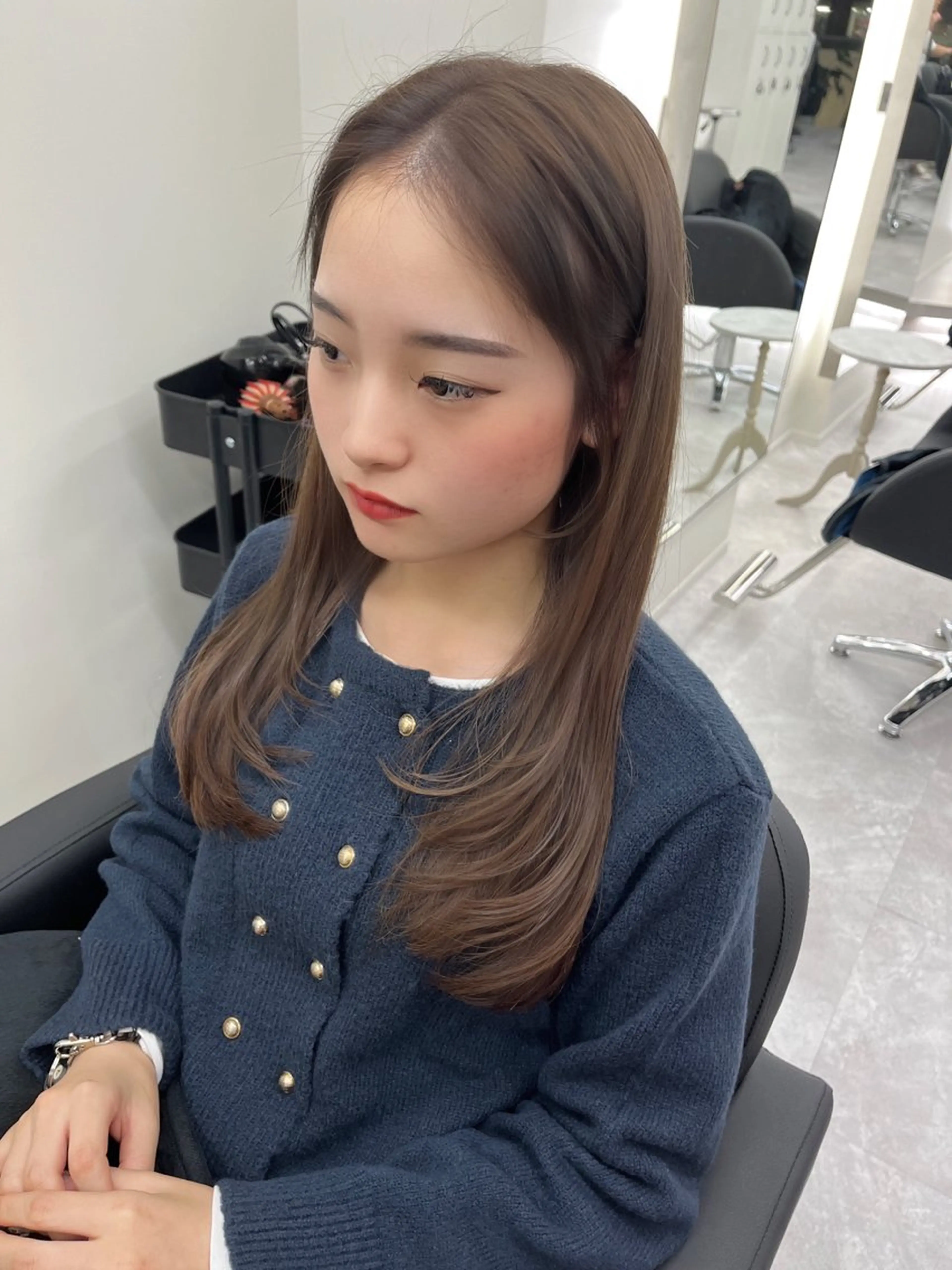 セミロング カラー 髪質改善/赤み消し ブリーチなし心斎橋のヘアスタイル