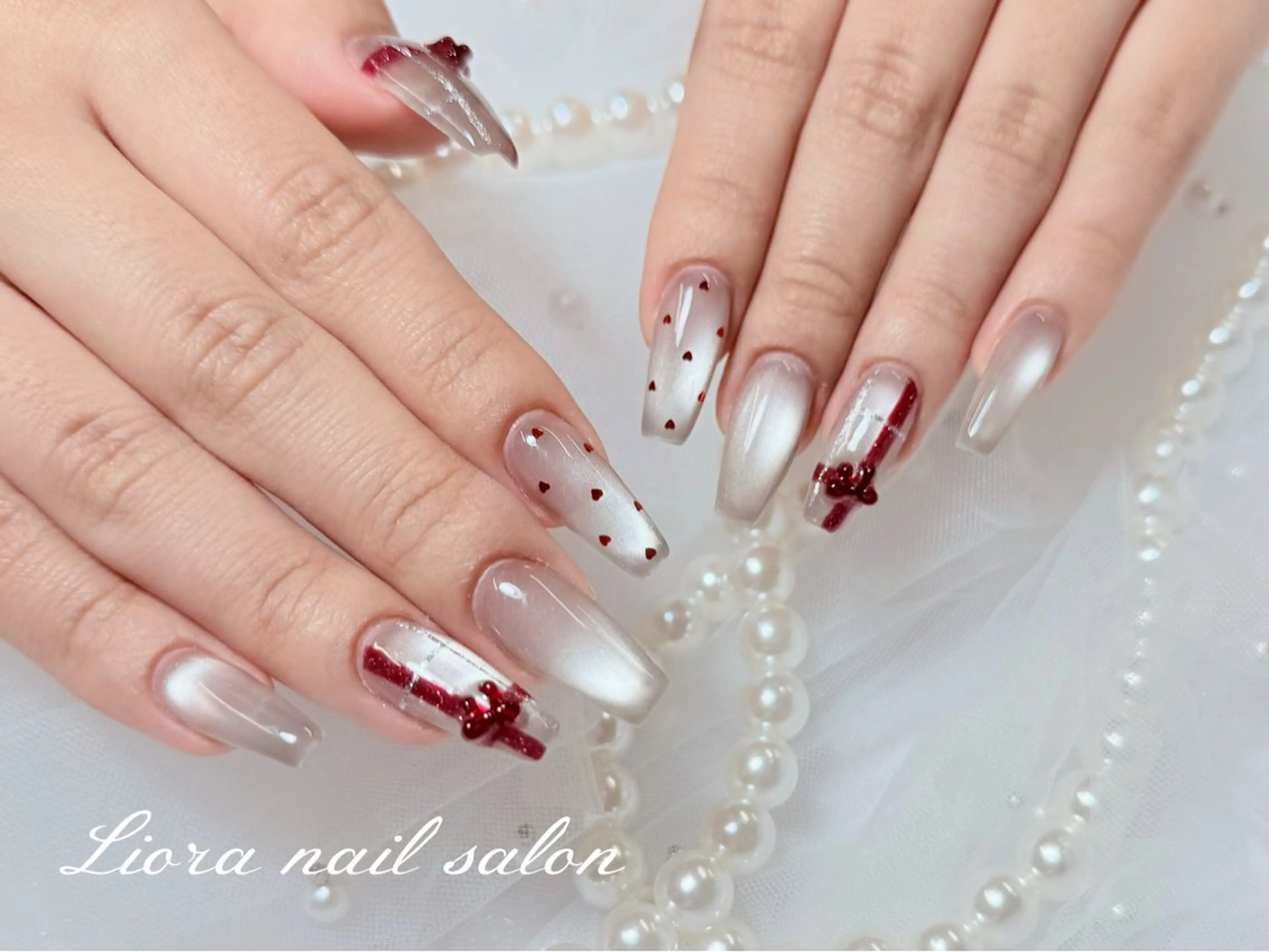 ネイル チークネイル フットネイル フレンチネイル ジェルネイル ガーリー ハンドネイル Liora nail 2のネイルデザイン