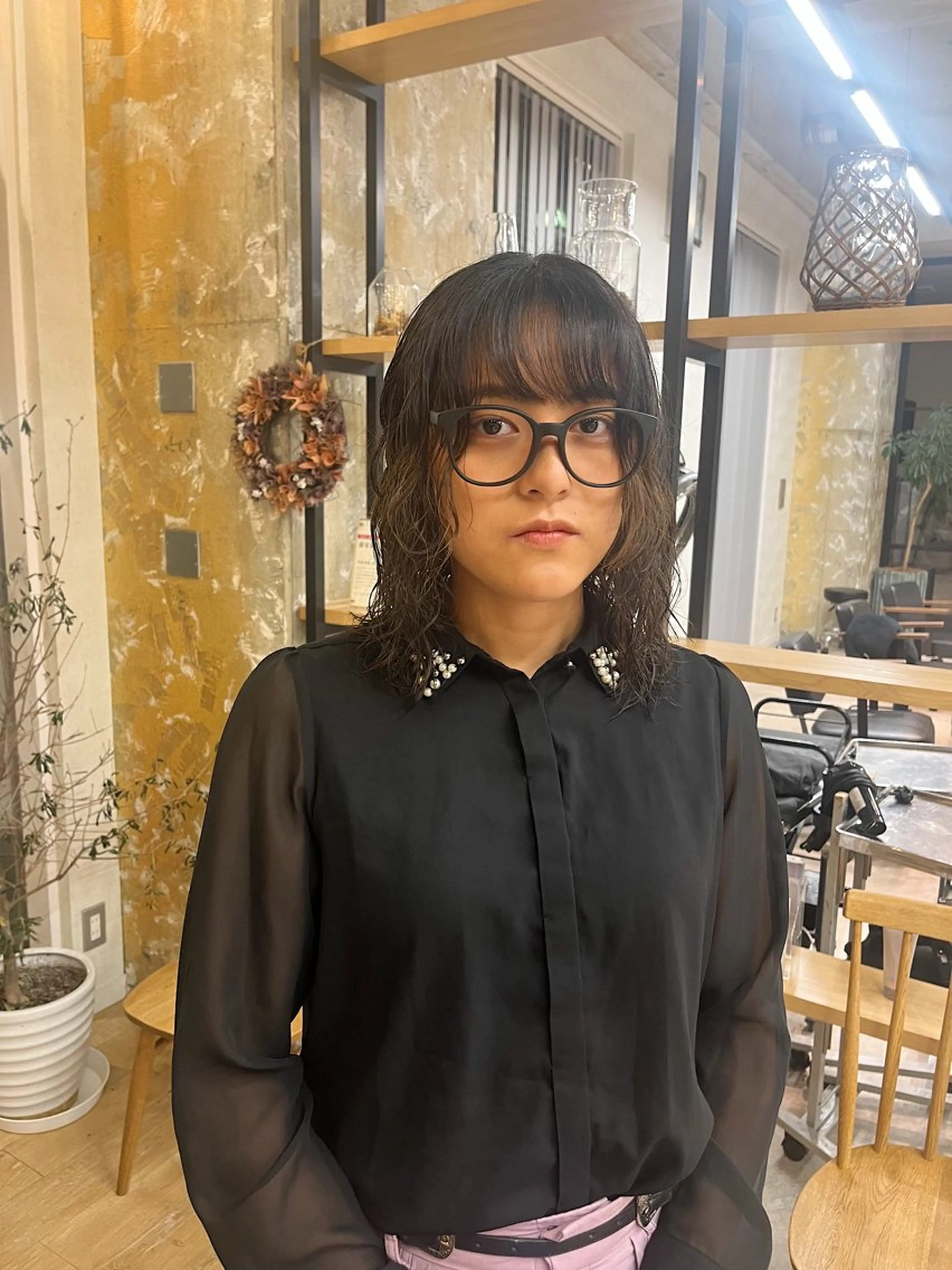 ミディアム パーマ ニュアンスパーマ 曲がる縮毛矯正 爲石のヘアスタイル