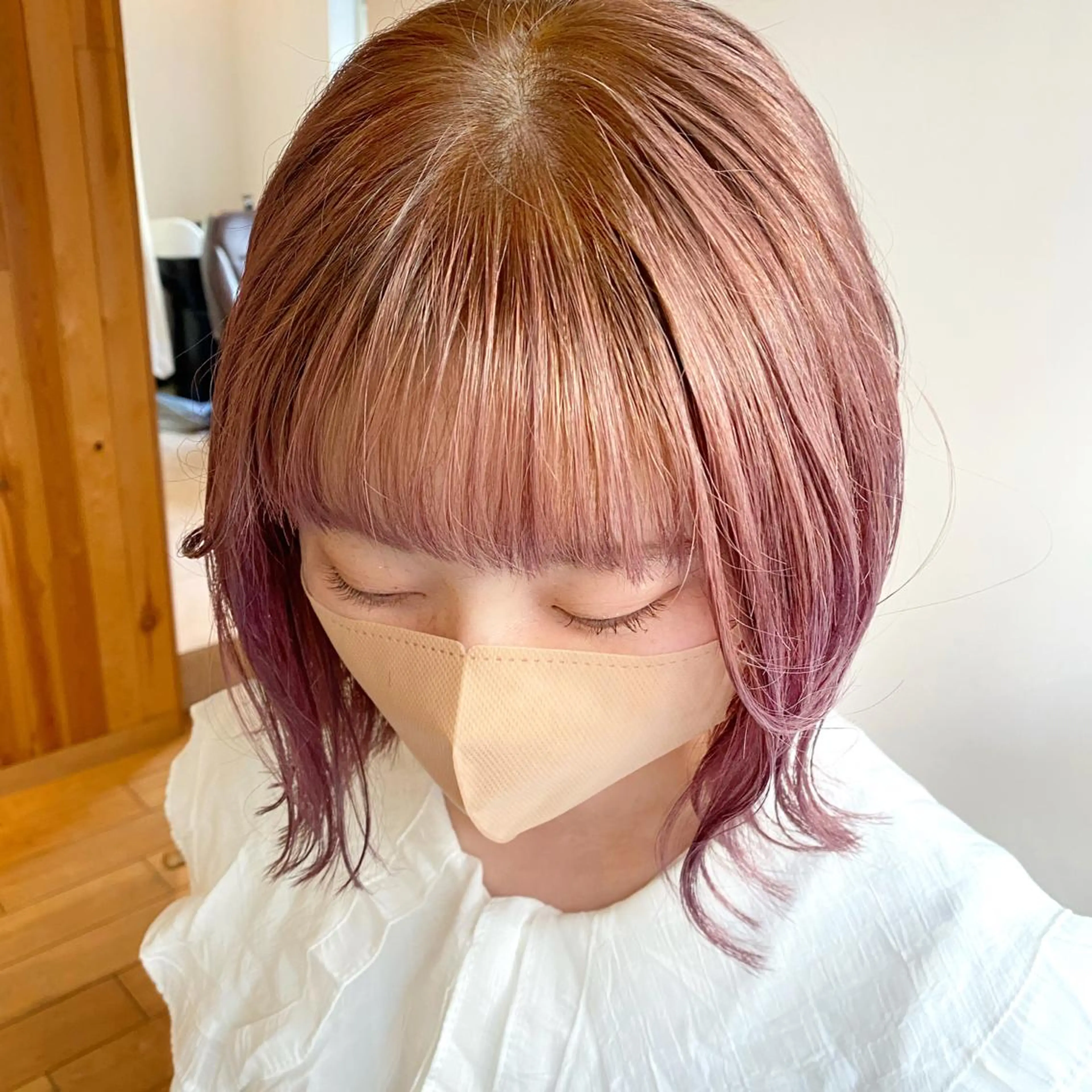 ミディアム カラー パーマ ヘアアレンジ メンズ キッズ ネイル マツエク・マツパ アイブロウ メンズブリーチ ベージュカラー ブリーチ ブリーチなしカラー ピンクカラー Uil所属・インナーカラー/ KANAのヘアスタイル