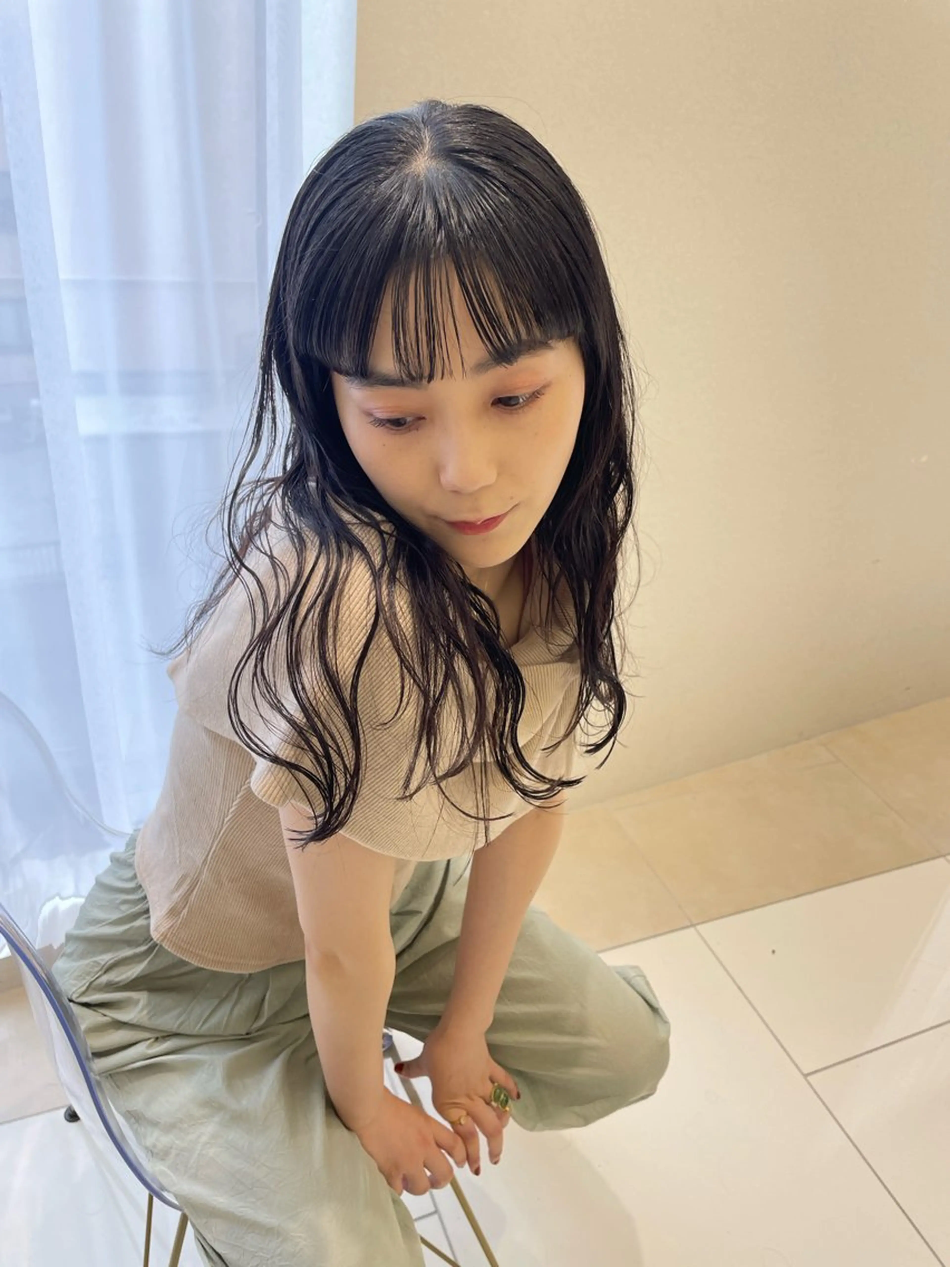 ロング カラー パーマ 透明感カラー 🩰あさのヘアスタイル