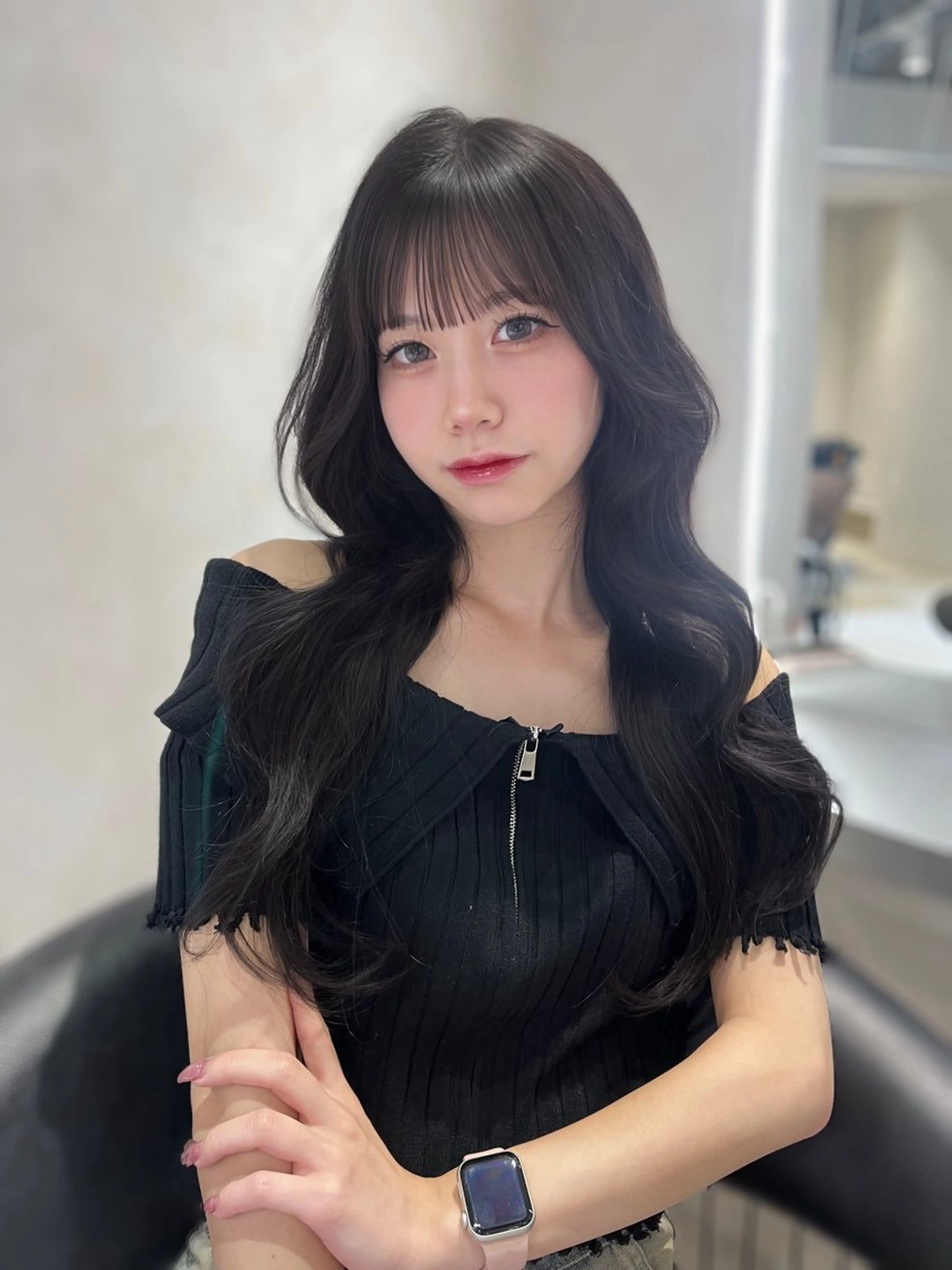 ロング 韓国メンズ特化 ダウン・毛流れパーマのヘアスタイル