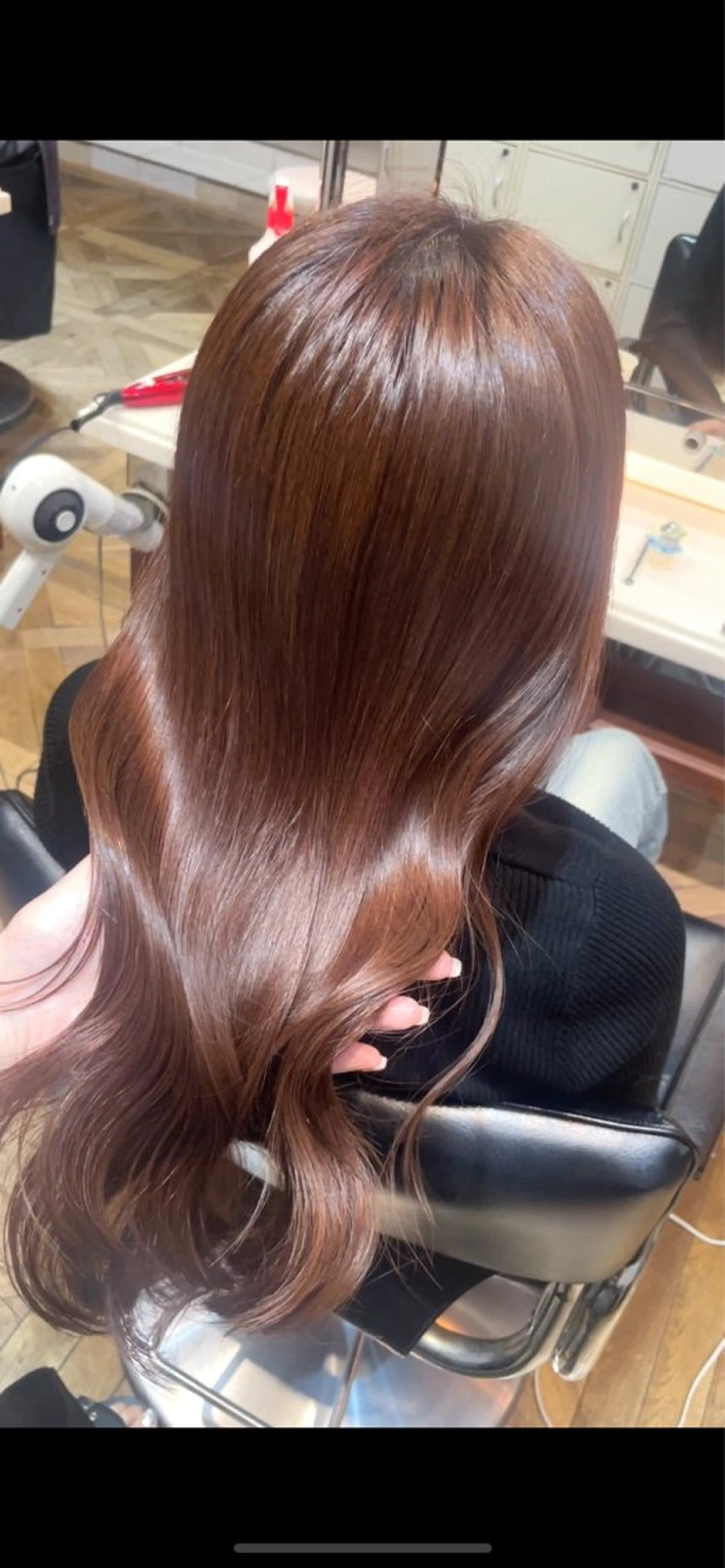 ロング カラー ブラウンカラー オレンジ オレンジブラウン カット ヘアカラー トリートメント BEBE所属・ご新規様限定 透明感カラーKANAのヘアスタイル