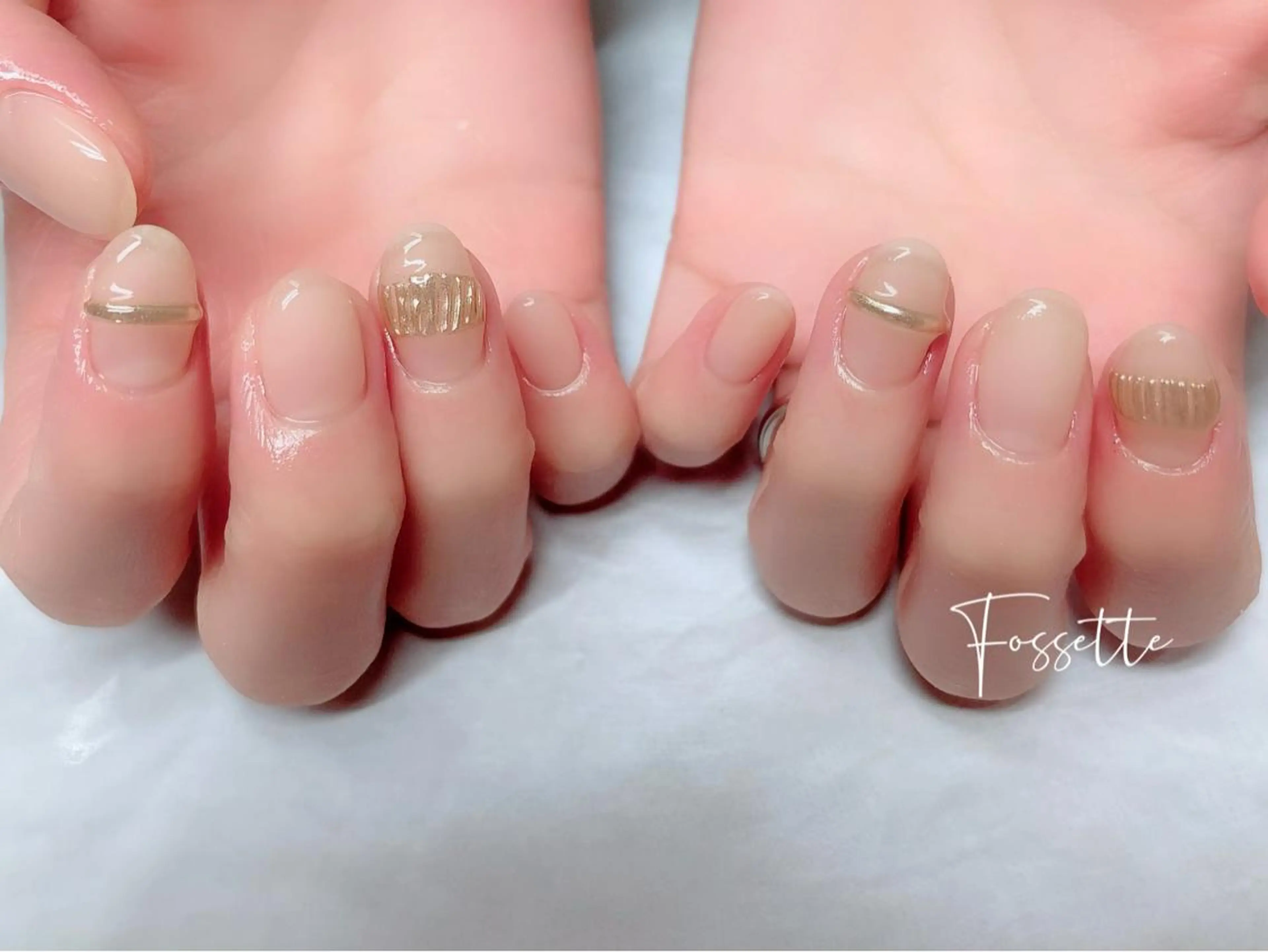 ネイル クリアネイル ジェルネイル ミラーネイル シンプルネイル nailsalon Fossetteのネイルデザイン