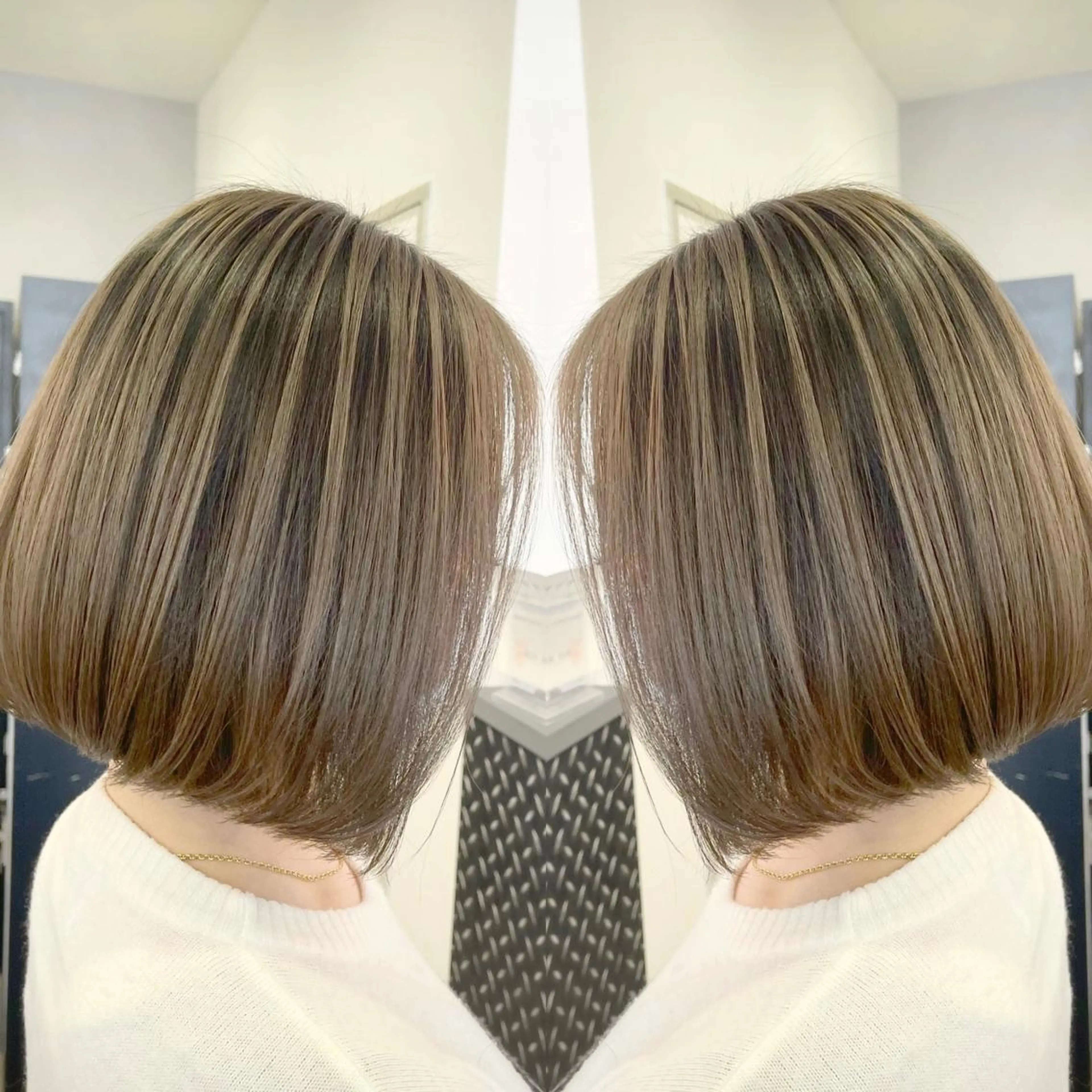 ショート カラー バレイヤージュ デザインカラー ハイライトカラー 外国人風カラー ハイライト アンドウ ユウ/ レイヤーカット/韓国のヘアスタイル