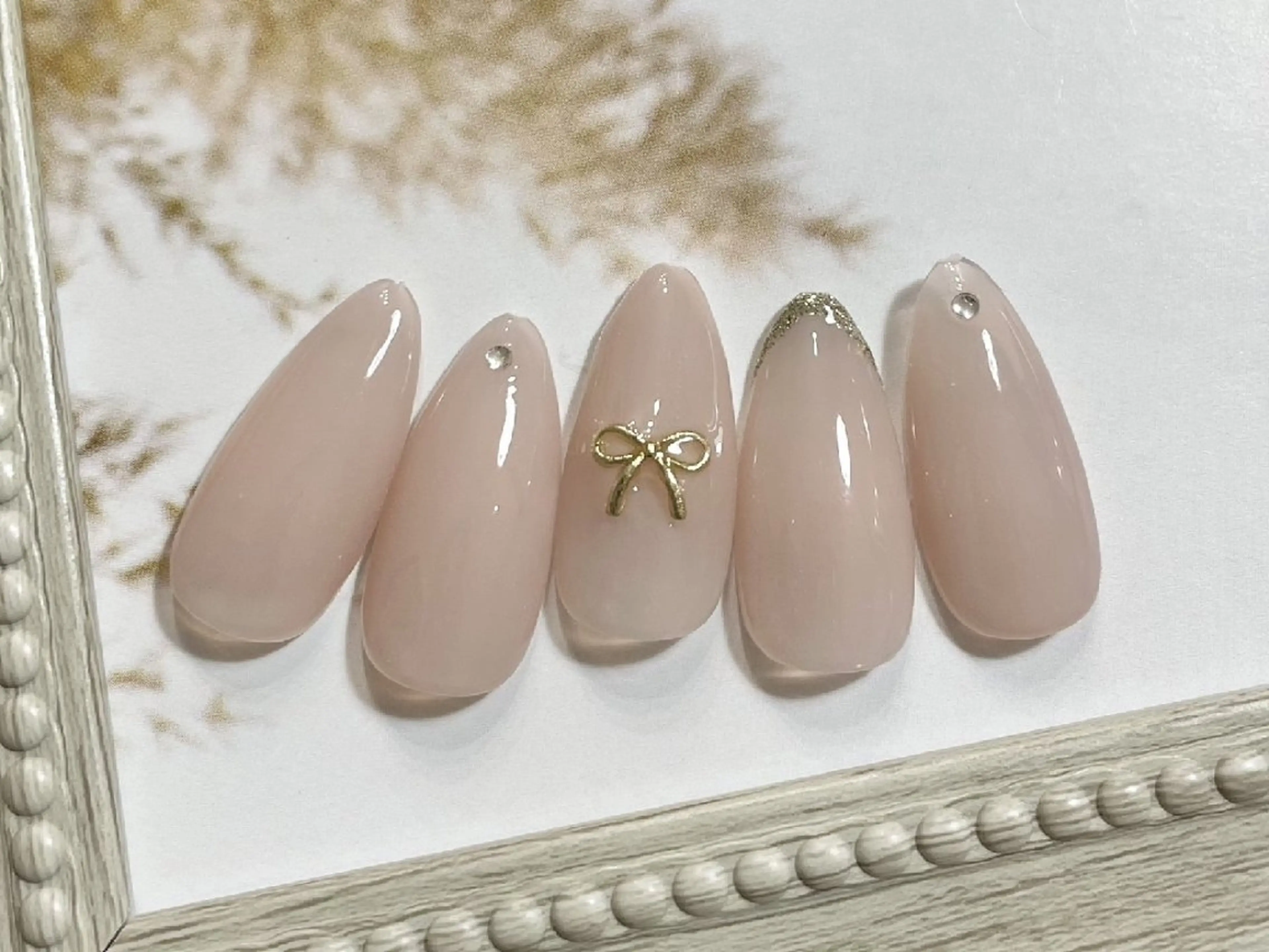 ネイル オフィスネイル リボン 夏ネイル ハンドネイル Nailsalon Merci東中野のネイルデザイン