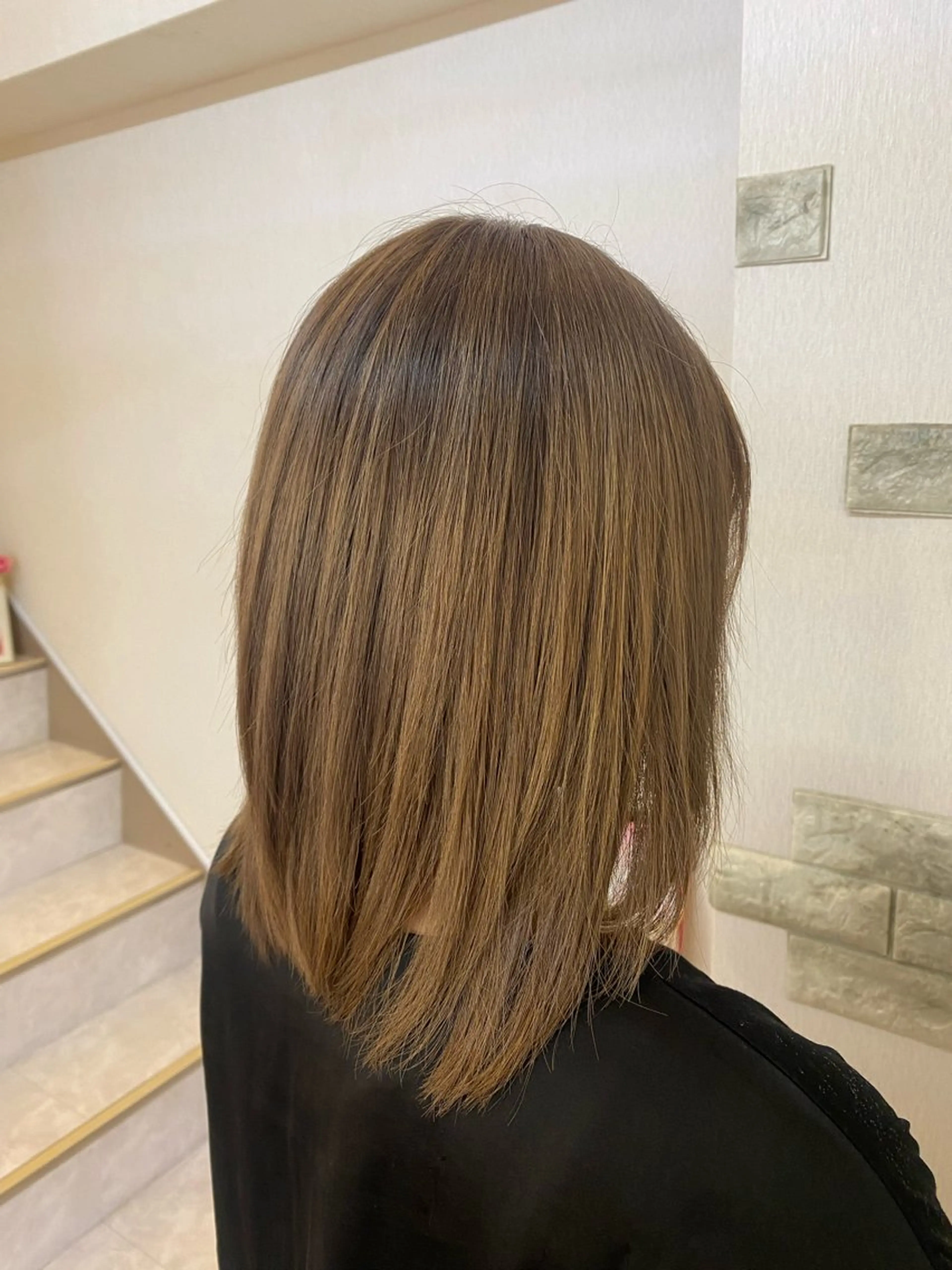 セミロング カラー ベージュカラー ミルクティーベージュ ️🫧押上️🫧はな 🫧うる艶パーマのヘアスタイル