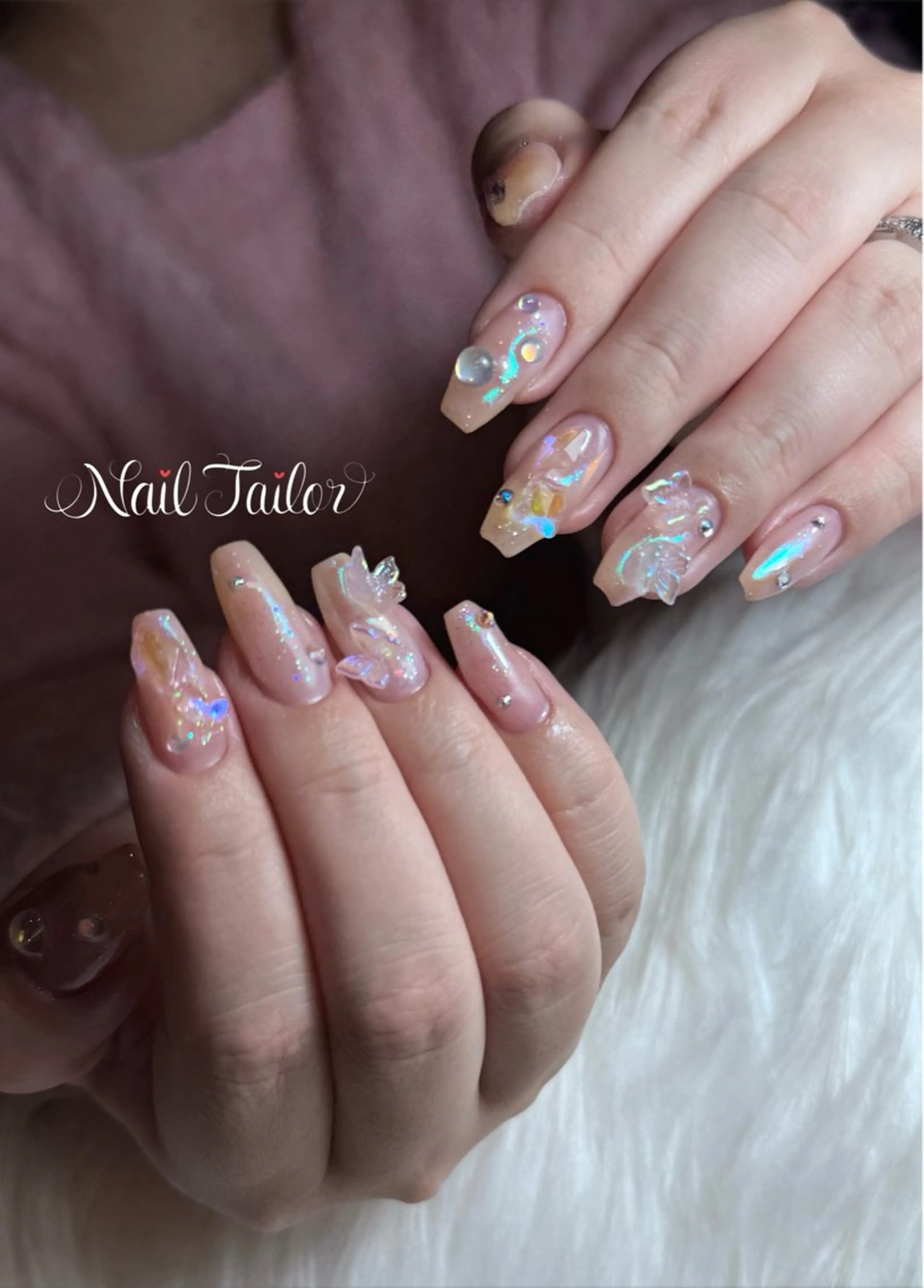 ネイル 氷ネイル・うるうるネイル キラキラネイル ミラーネイル ハンドネイル 〜Nail Tailor〜 ネイルテイラー所属・NailTailor ネイルテイラーのネイルデザイン