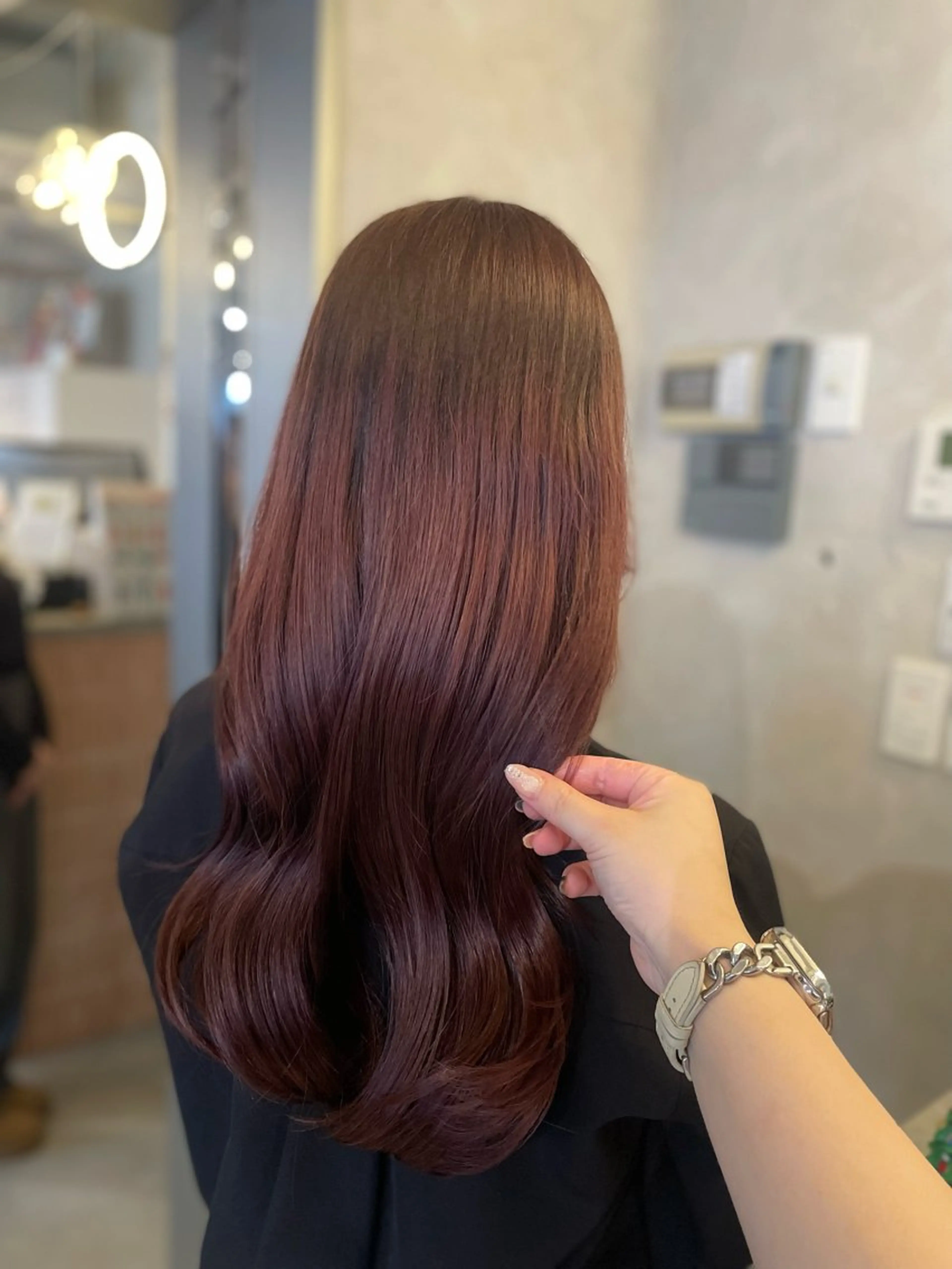 ロング カラー ブラウンカラー 透明感カラー ピンクカラー ピンクブラウン 髪質改善 ヘアカラー トリートメント イヌマル アユ / Fier umedaのヘアスタイル