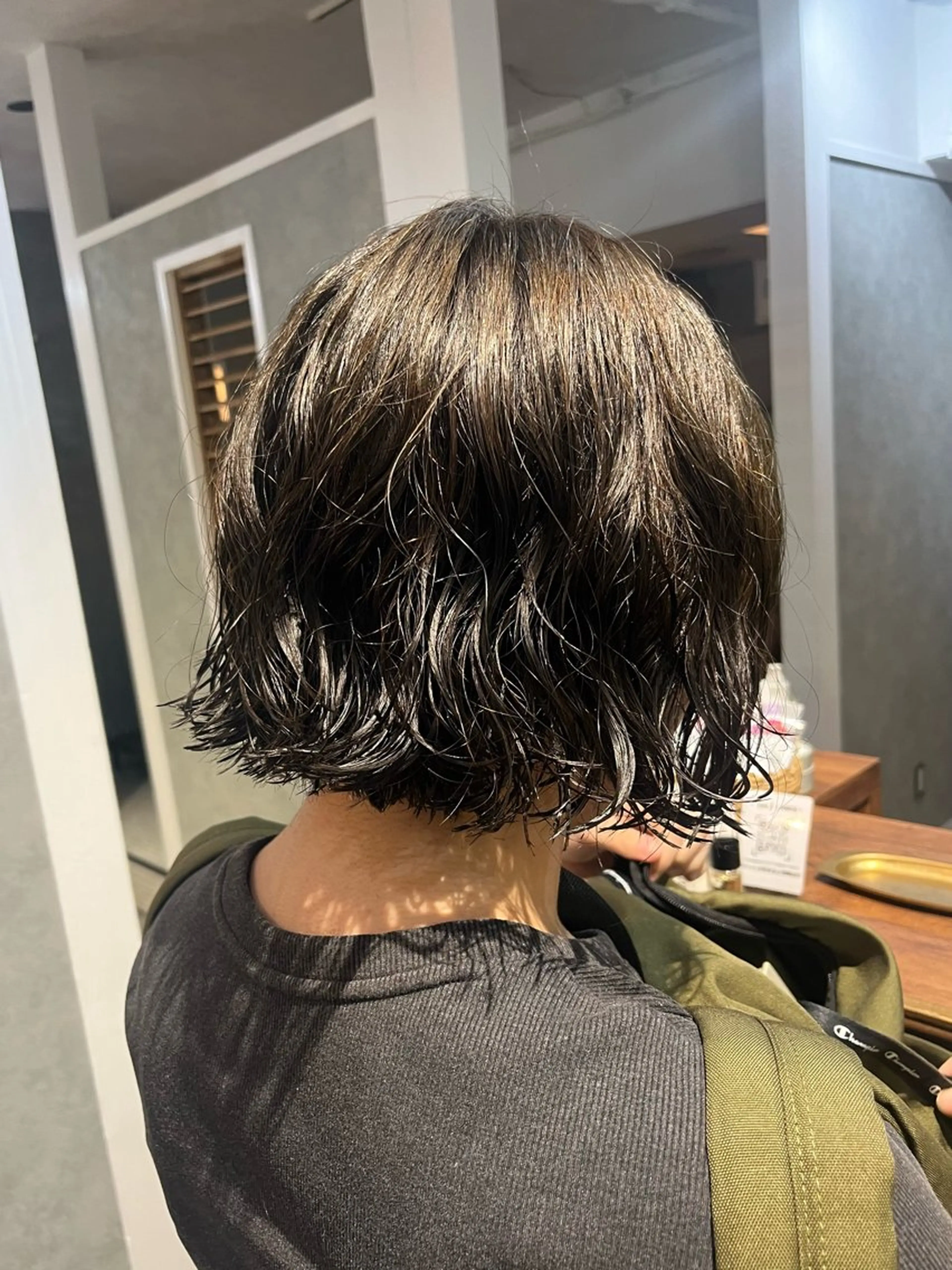 ショート パーマ カット パーマ トリートメント ボブ/ボブパーマ/ オリーブカラー/モエのヘアスタイル