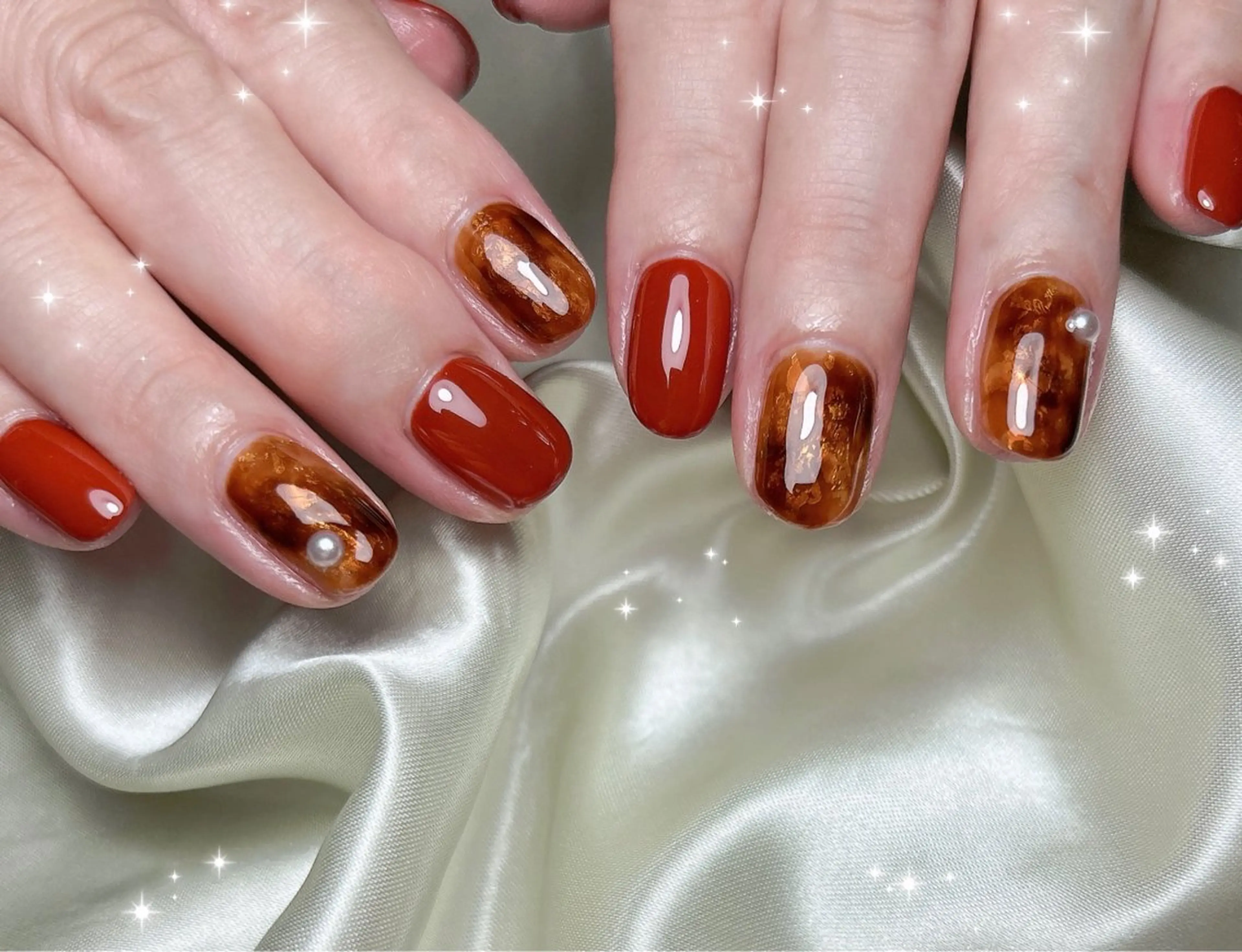 ネイル アートネイル べっ甲ネイル ハンドネイル FLARE NAIL フレアネイルのネイルデザイン