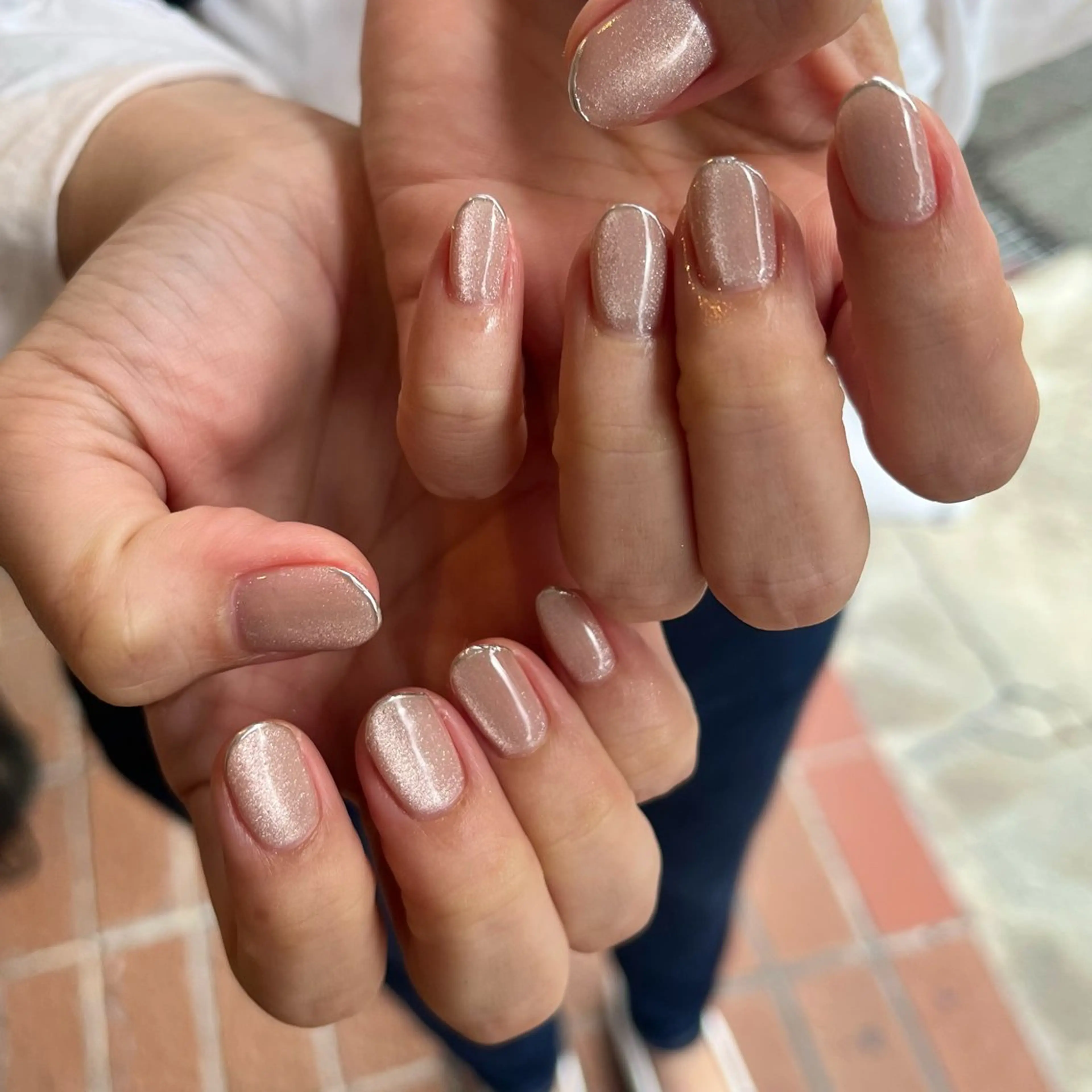 ネイル フレンチネイル マグネットネイル ミラーネイル シルバー ハンドネイル ballie／小野原 なつみのネイルデザイン