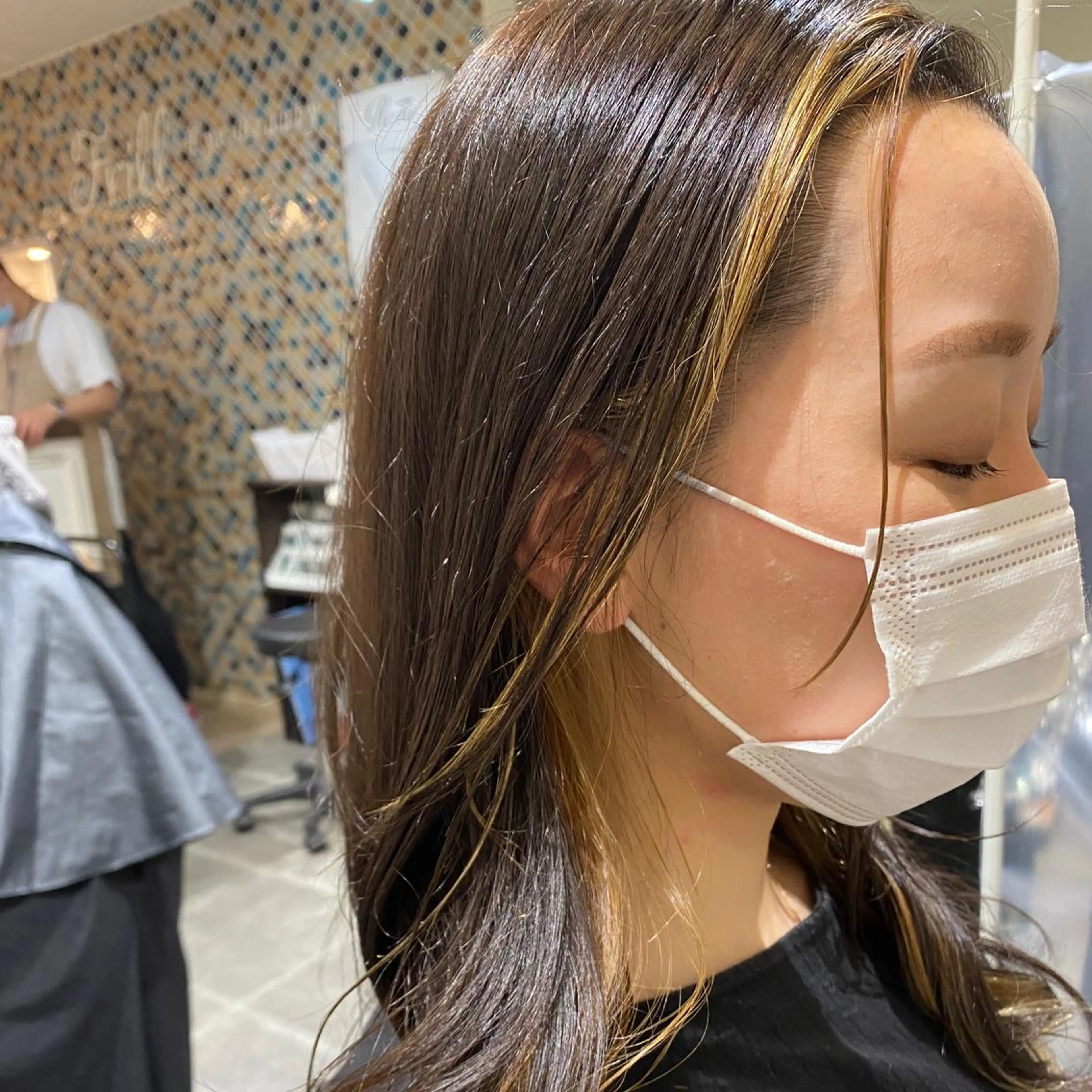 ミディアム カラー ヘアアレンジ ミストバング カット ヘアカラー トリートメント 竹内啓太 ボブのヘアスタイル