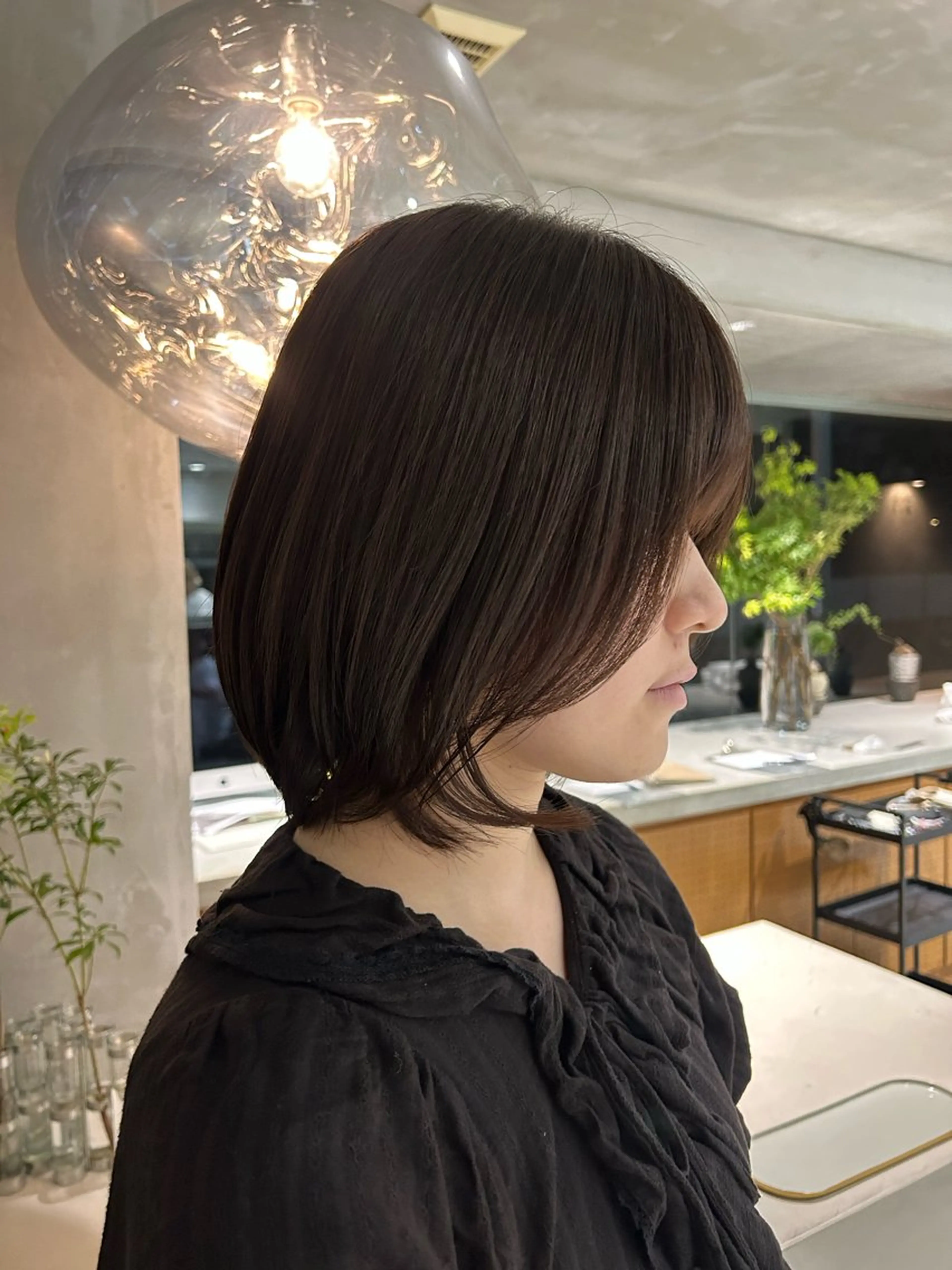 ミディアム 顔まわりレイヤー 顔周りカット レイヤーカット 馬場 菜乃夏のヘアスタイル