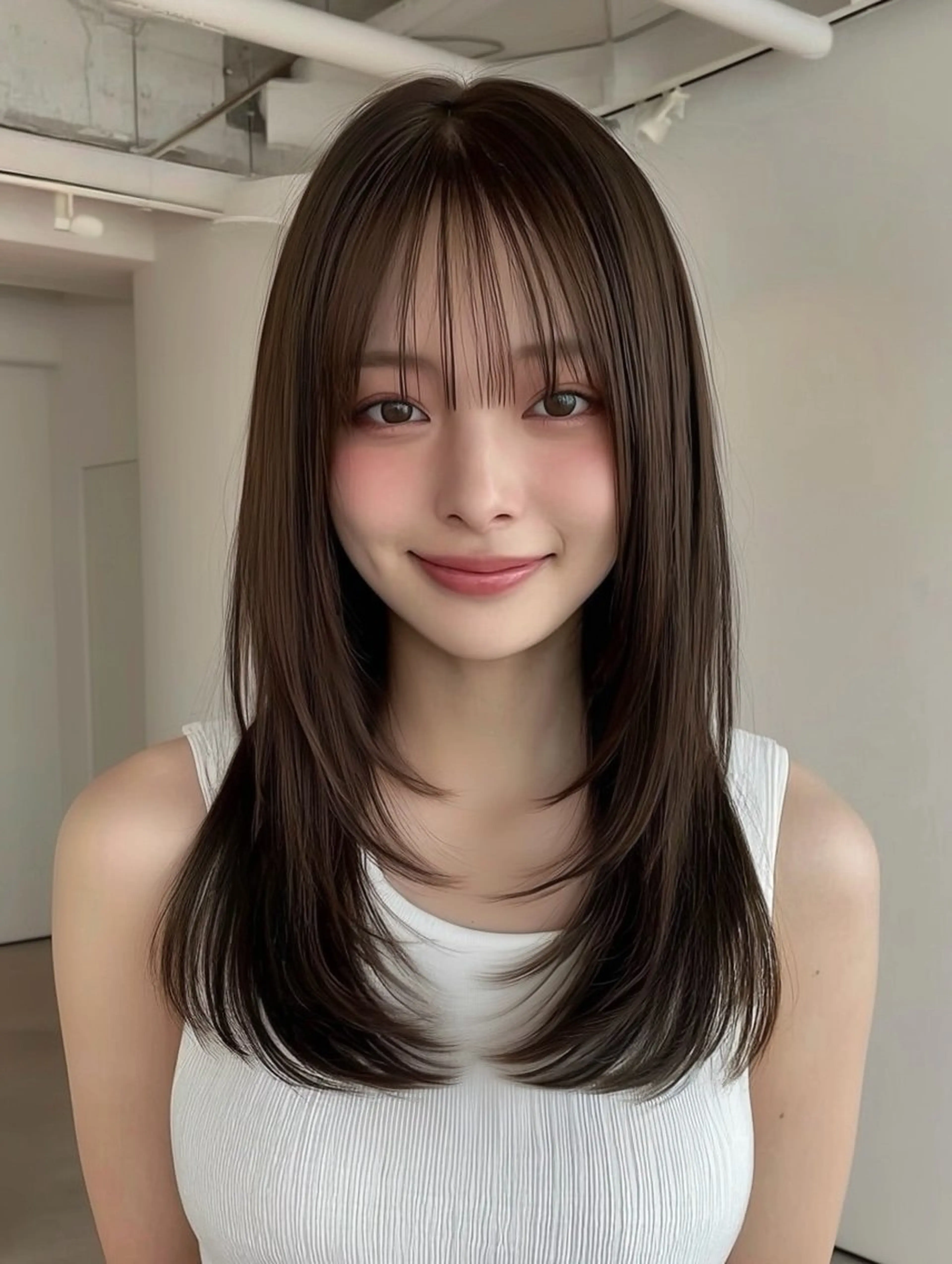 ミディアム レイヤー×ツヤカラー 渋谷/kougaのヘアスタイル