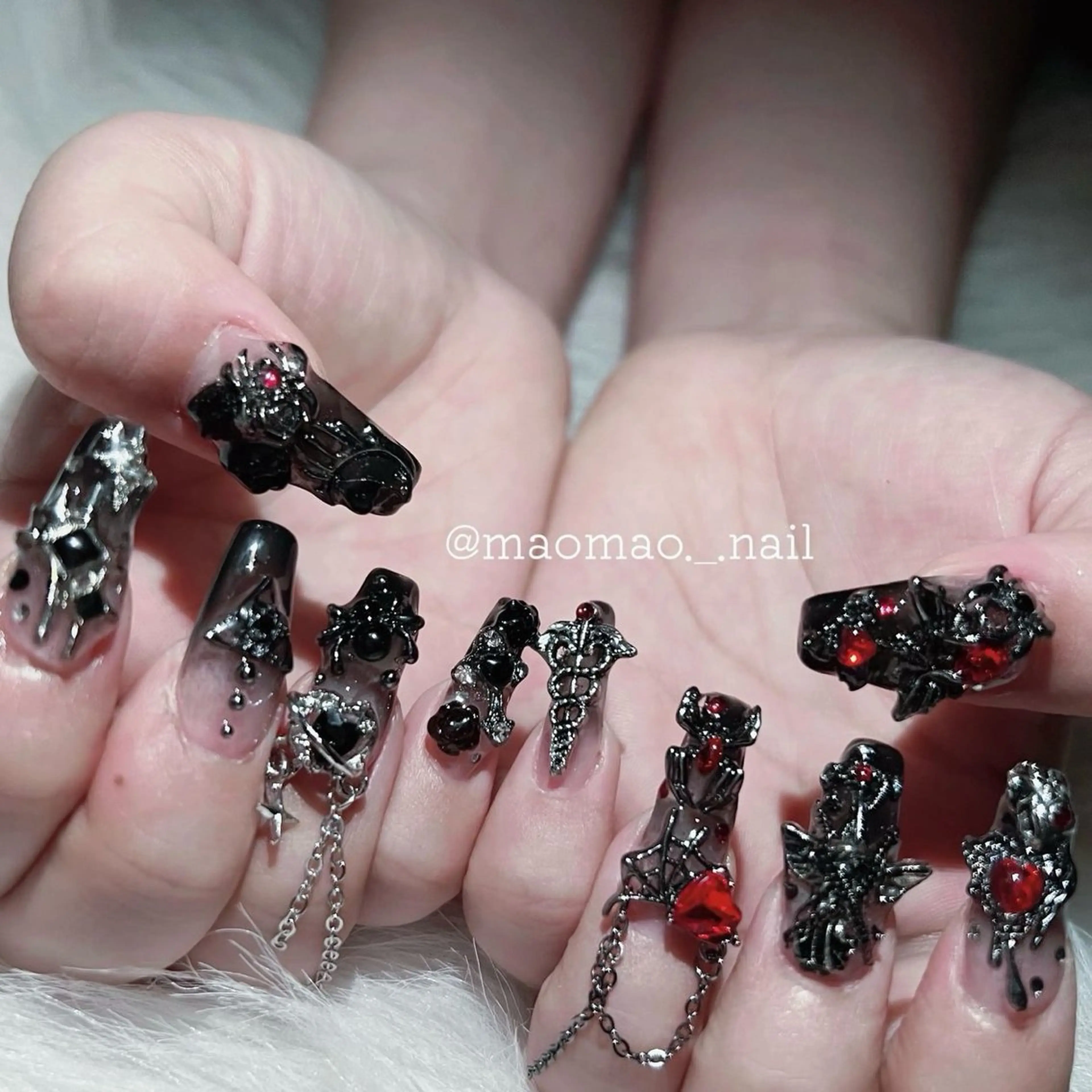 ネイル グラデーション pomy nail 渋谷店所属・🎀mao・スカルプ 姫系デザイン🪽のネイルデザイン