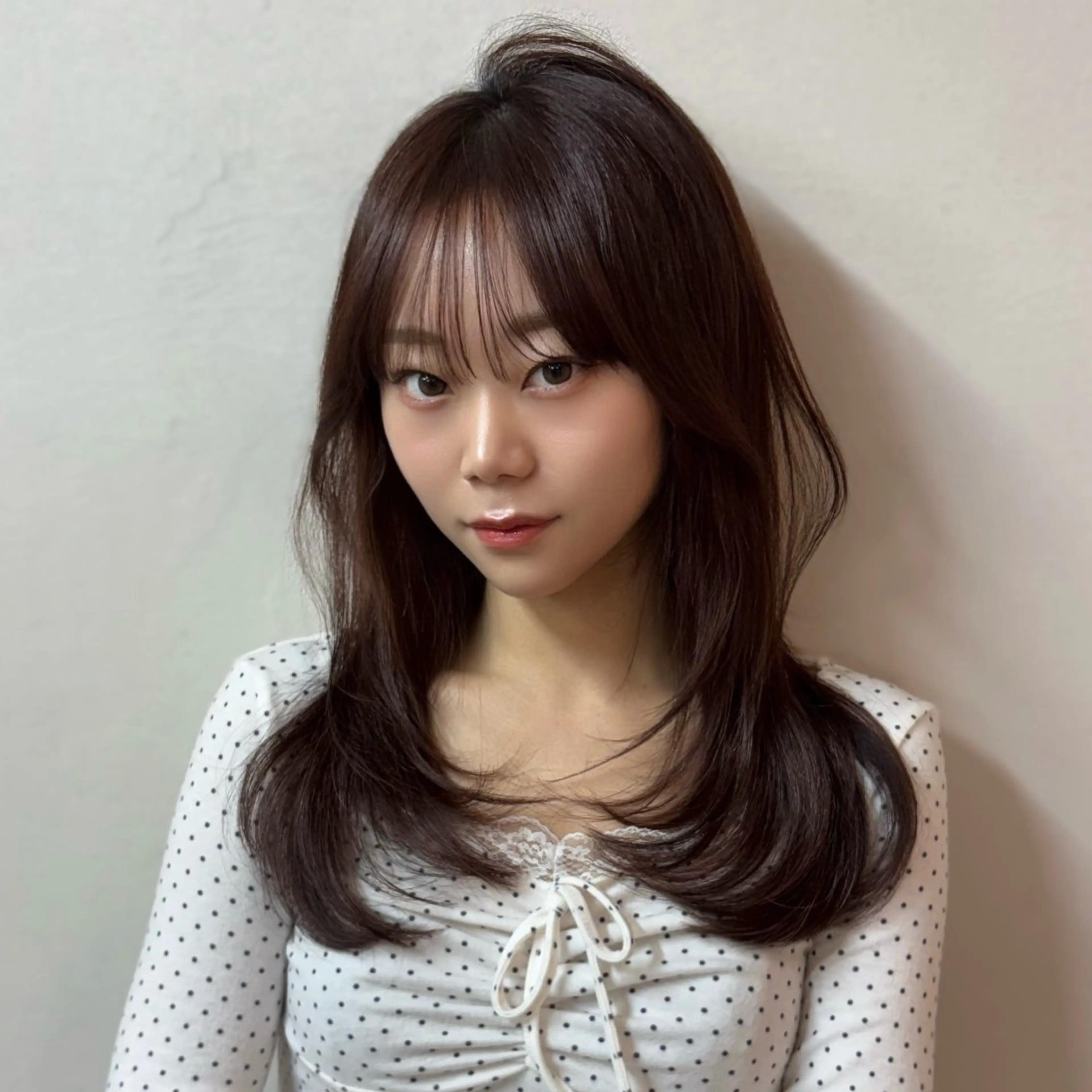 セミロング カラー カット ヘアカラー トリートメント 本格韓国ヘア🇰🇷 【uni】キューさんのヘアスタイル