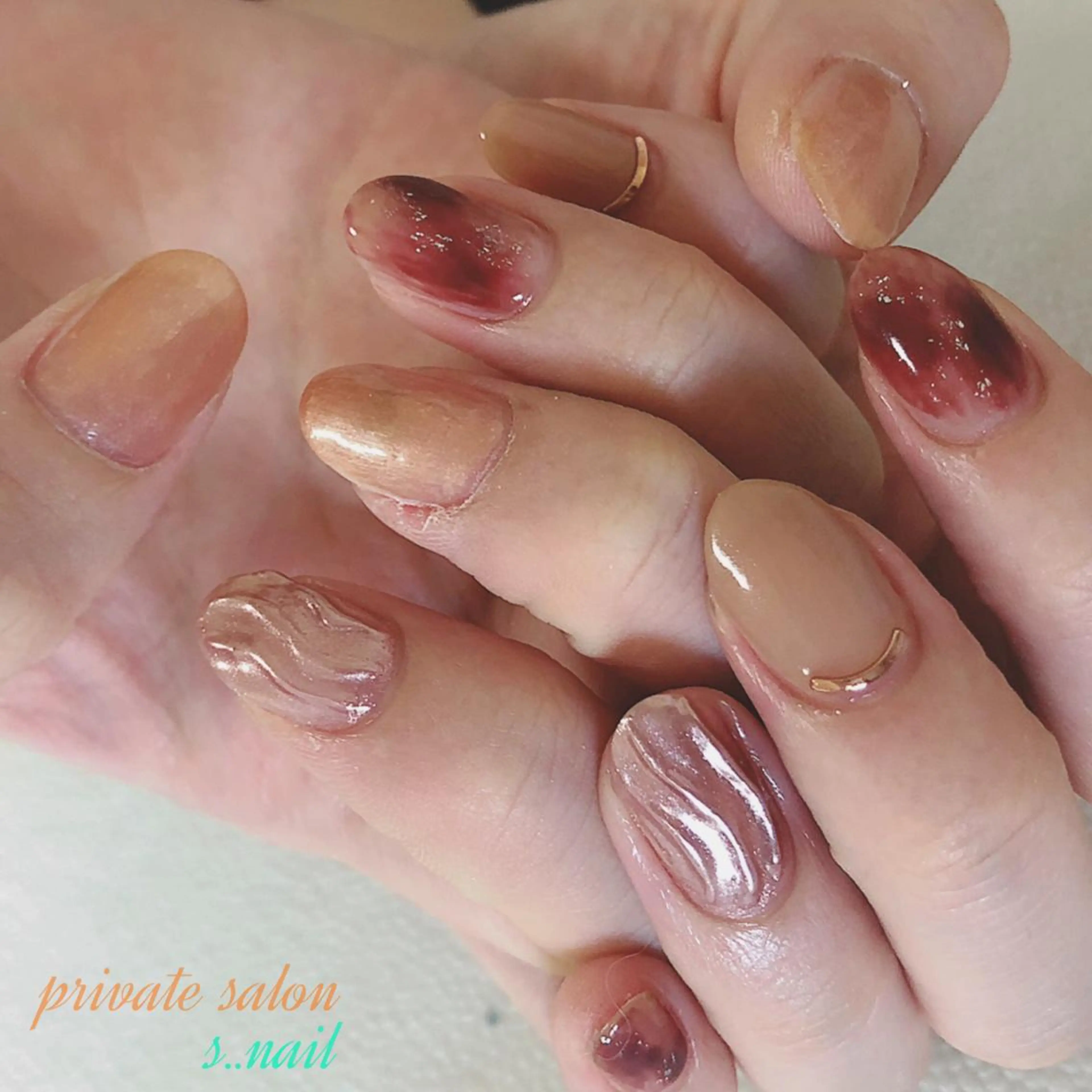 ネイル ミラーネイル ニュアンスネイル ピンク ハンドネイル フットネイル s..nail / MORITAのネイルデザイン