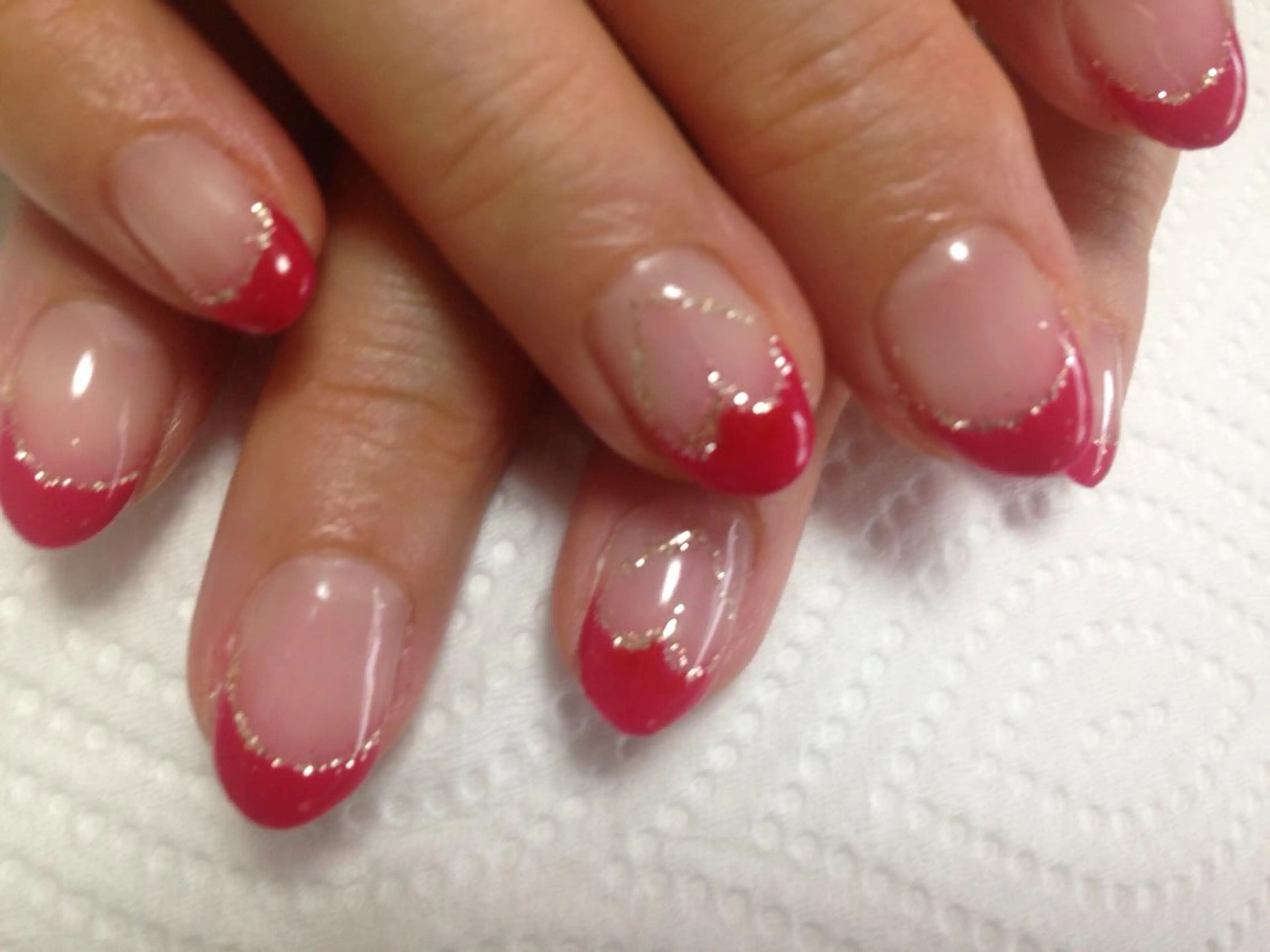 ネイル フレンチネイル ハート ラメ(グリッター) リラネイル所属・福田 美代子のネイルデザイン