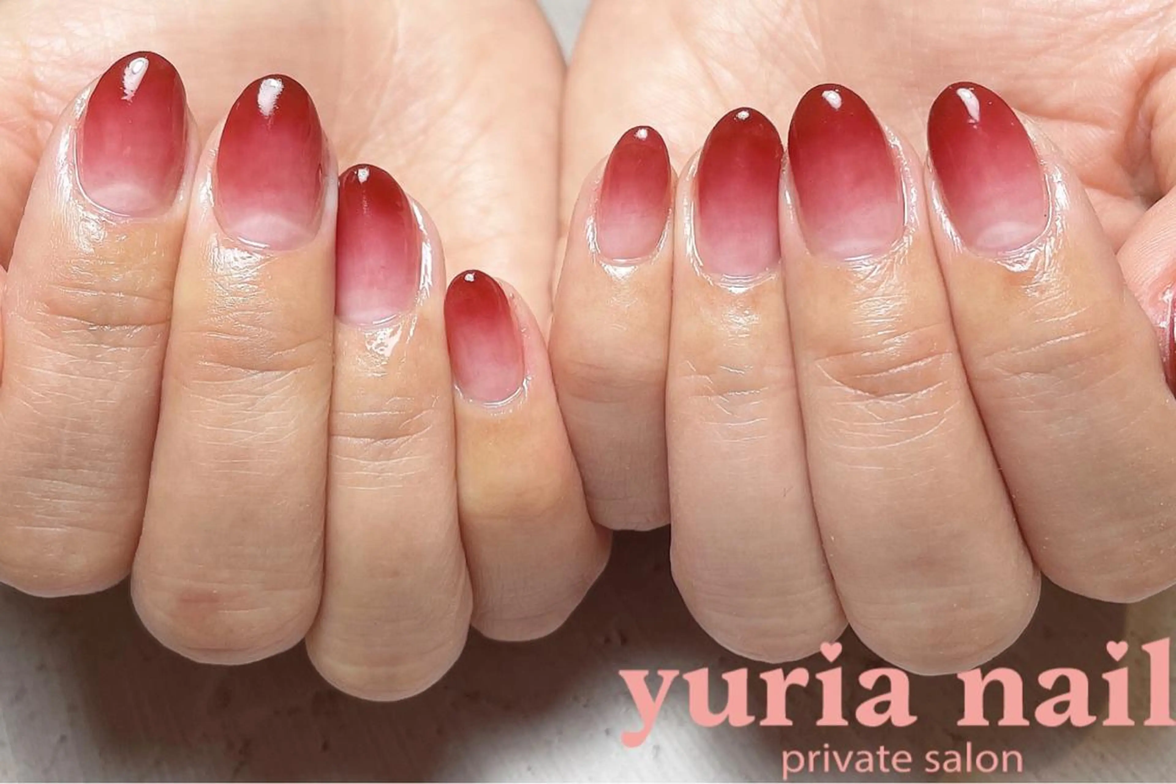 ネイル ボルドー ジェルネイル グラデーション ハンドネイル 小林 ゆりあのネイルデザイン