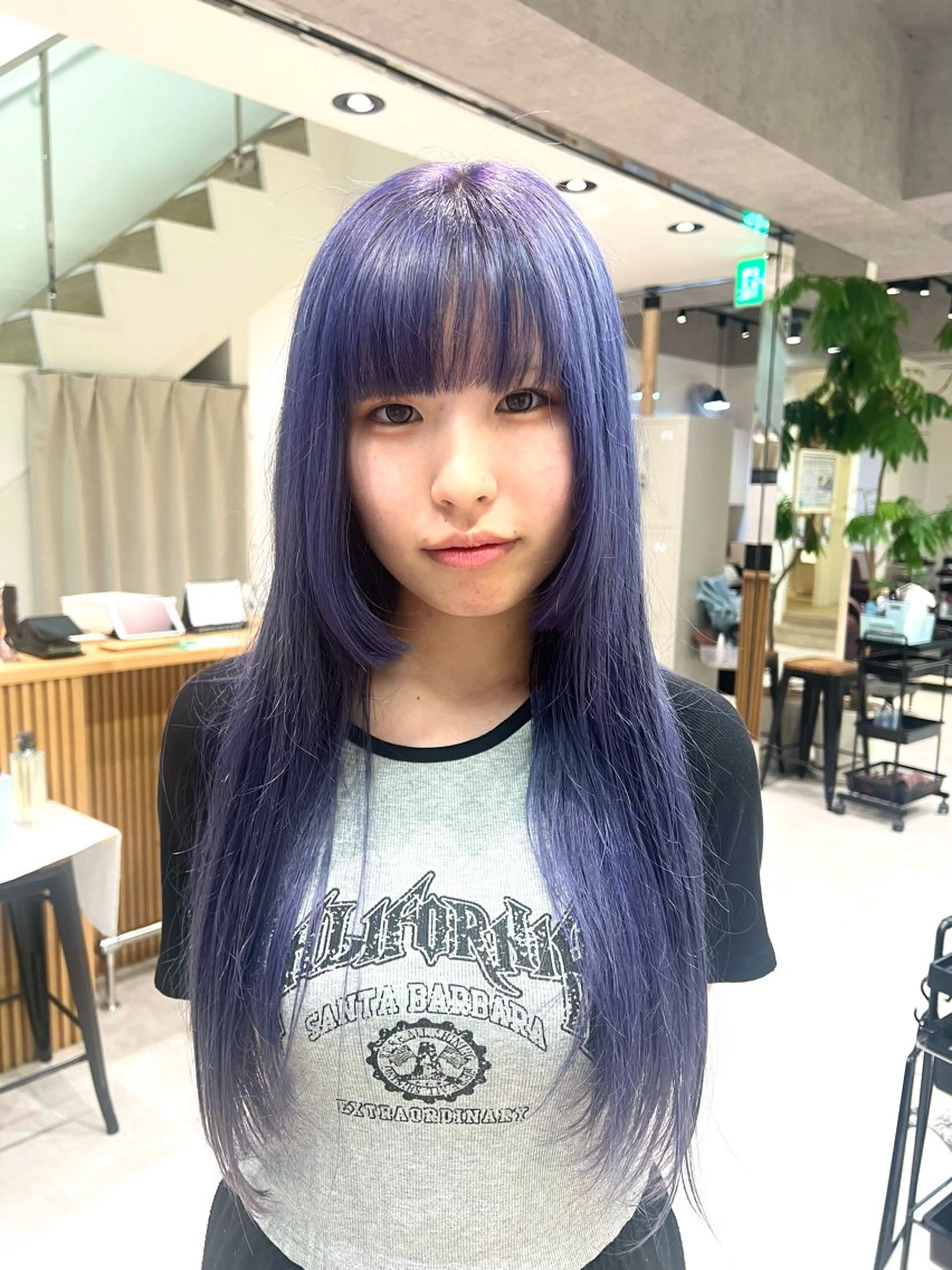 ロング カラー ヘアカラー トリートメント ダブルカラーブリーチ 髪質改善　縮毛矯正のヘアスタイル
