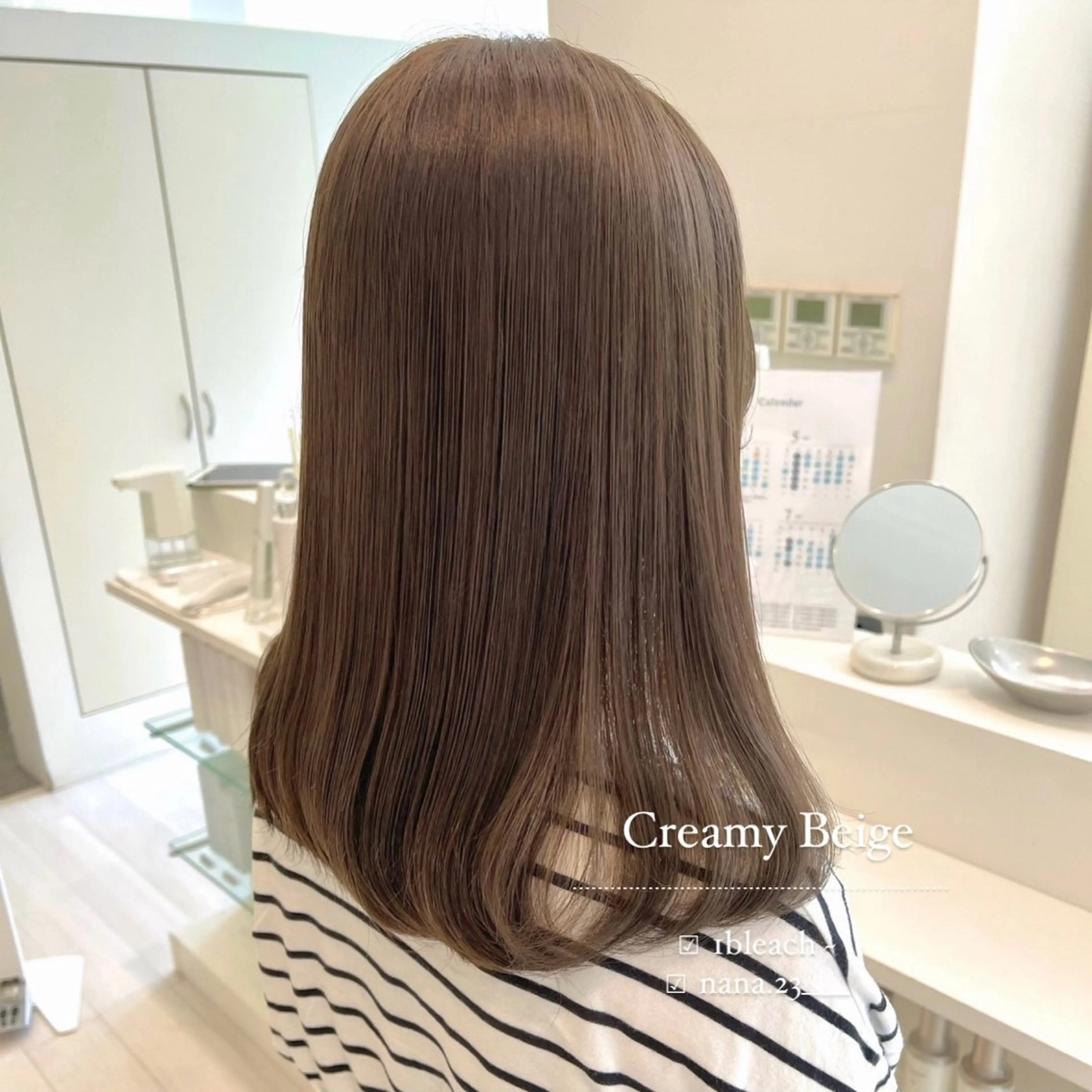 セミロング カラー ベージュカラー ヘアカラー ParveMix￤ 出石 菜々🥂のヘアスタイル