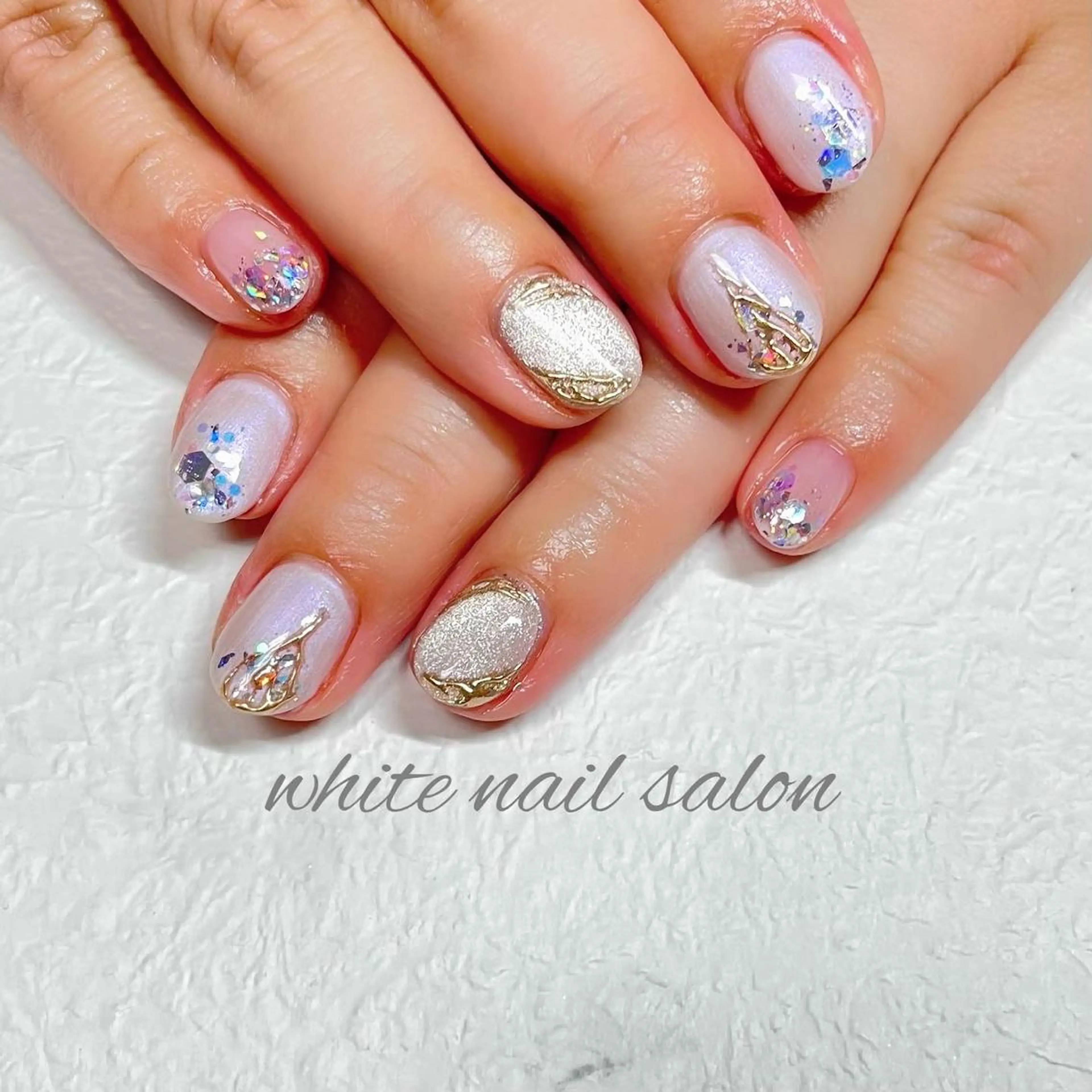 ネイル ジェルネイル ハードジェル ラメ(グリッター) 持ち込み ソフトジェル ハンドネイル white nail salonのネイルデザイン