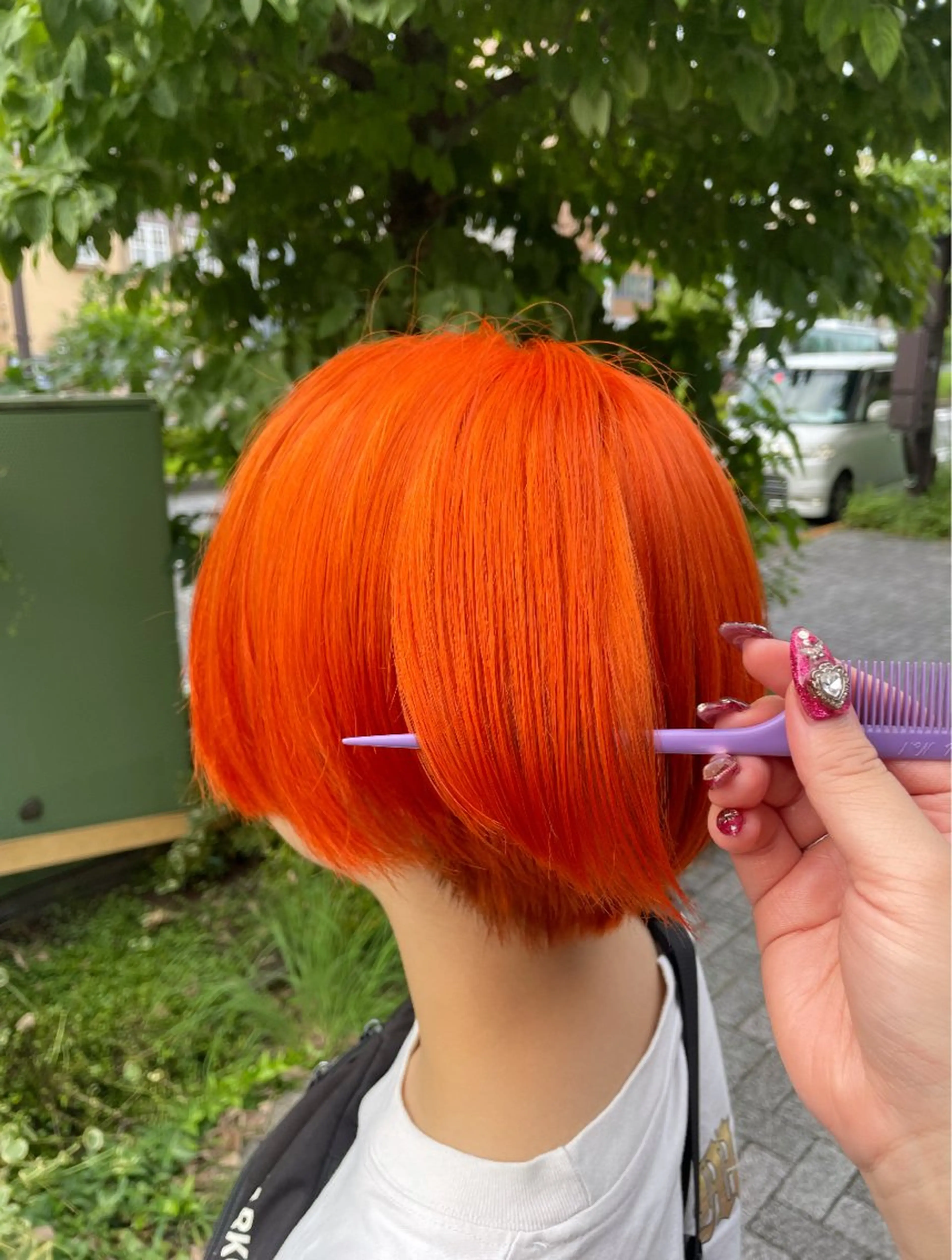 ショート カラー ブリーチ オレンジ ヘアカラー トリートメント 💞暖色カラー 💞risaのヘアスタイル
