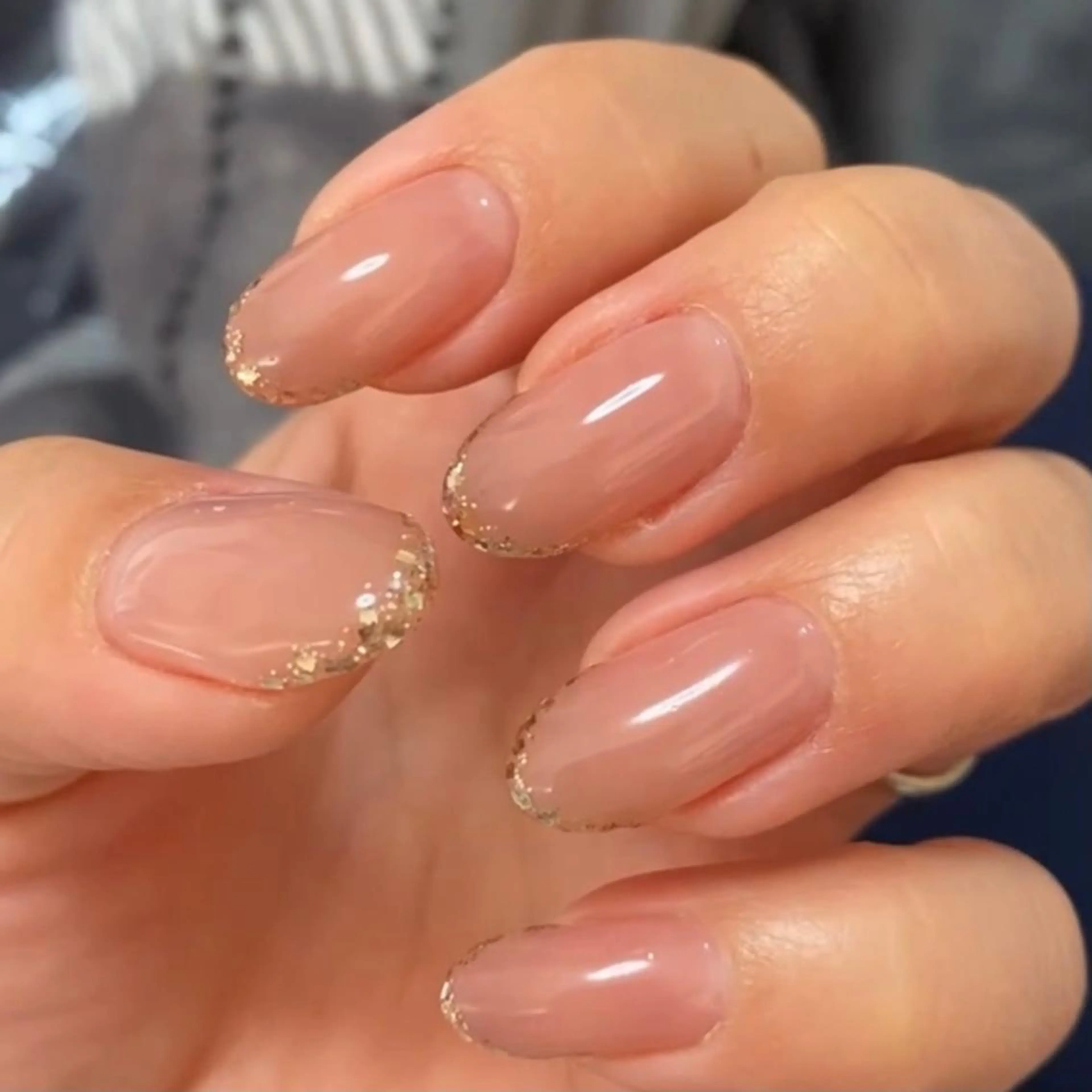 ネイル フレンチネイル ラメ(グリッター) シンプルネイル Jasmine NAILのネイルデザイン