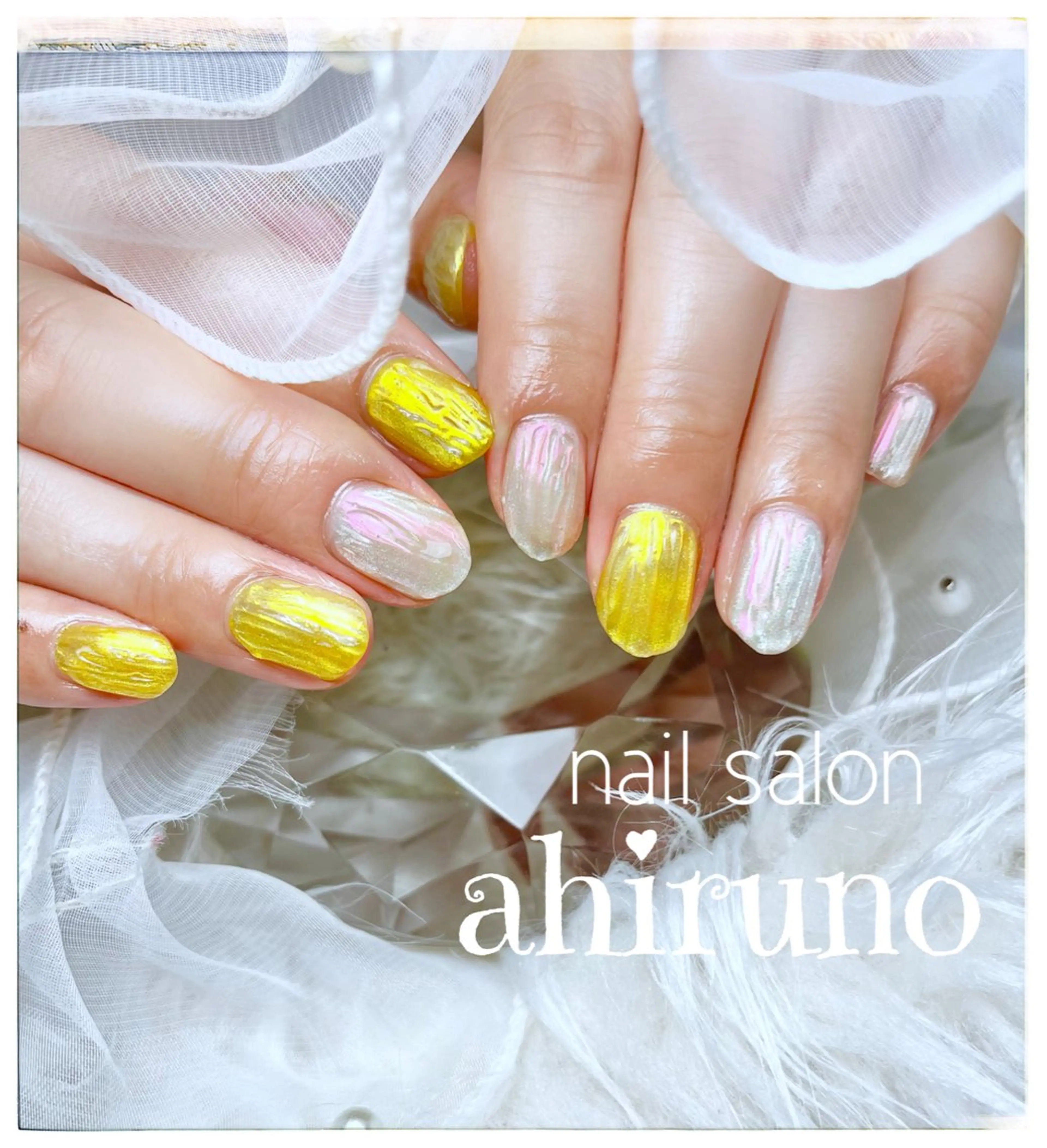 ネイル オーロラネイル マグネットネイル 黄色 フットネイル ａｈｉｒｕｎｏ ✿ ｙｕiのネイルデザイン