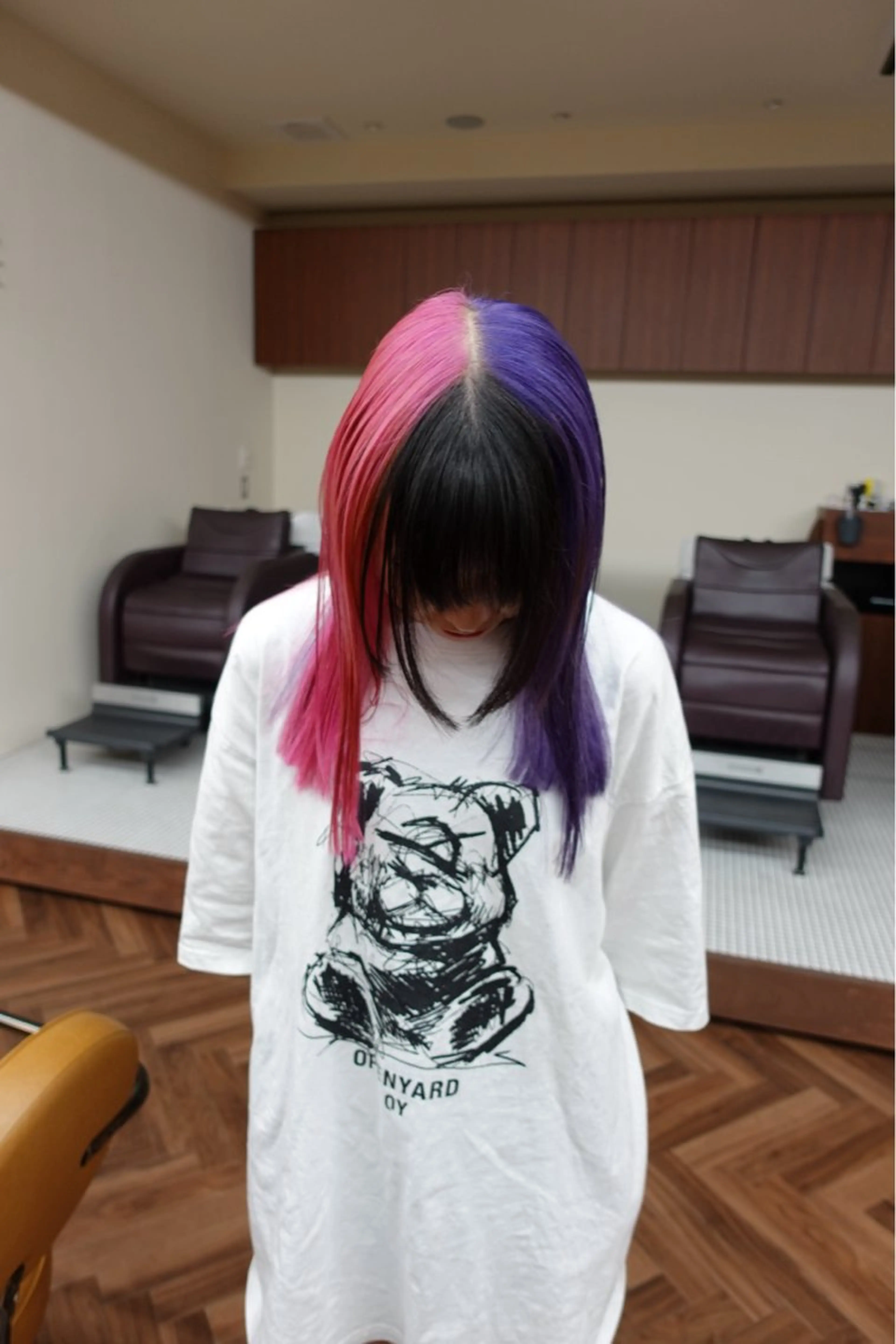 ミディアム カラー ブリーチ ブロンド ケアブリーチ 透明感カラー ダブルカラー ヘアカラー トリートメント ヘアセット ニュアンスレイヤー ハイトーンカラーのヘアスタイル