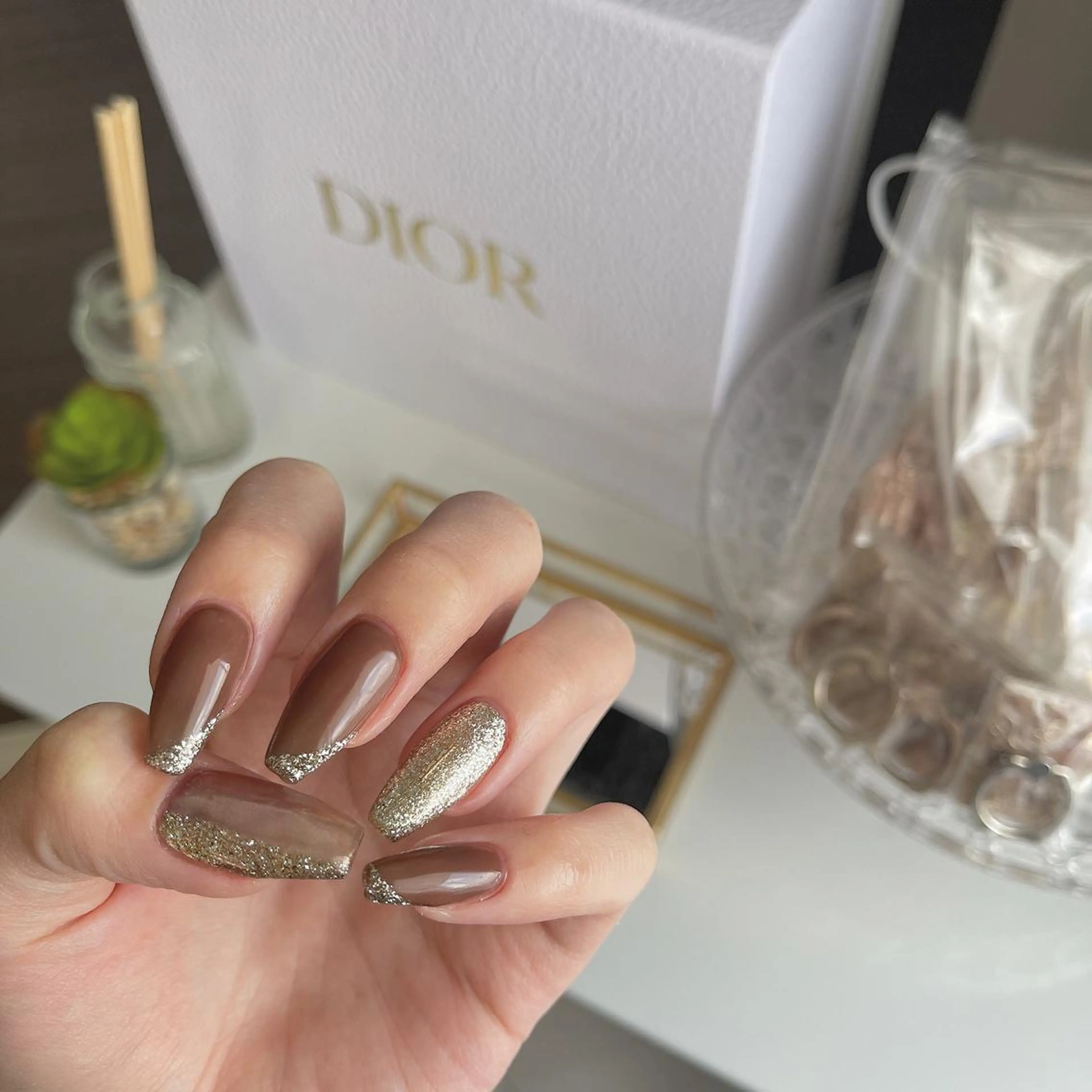 ネイル アートネイル ブラウン フットネイル フレンチネイル ジェルネイル Nail Salon ECLAREのネイルデザイン