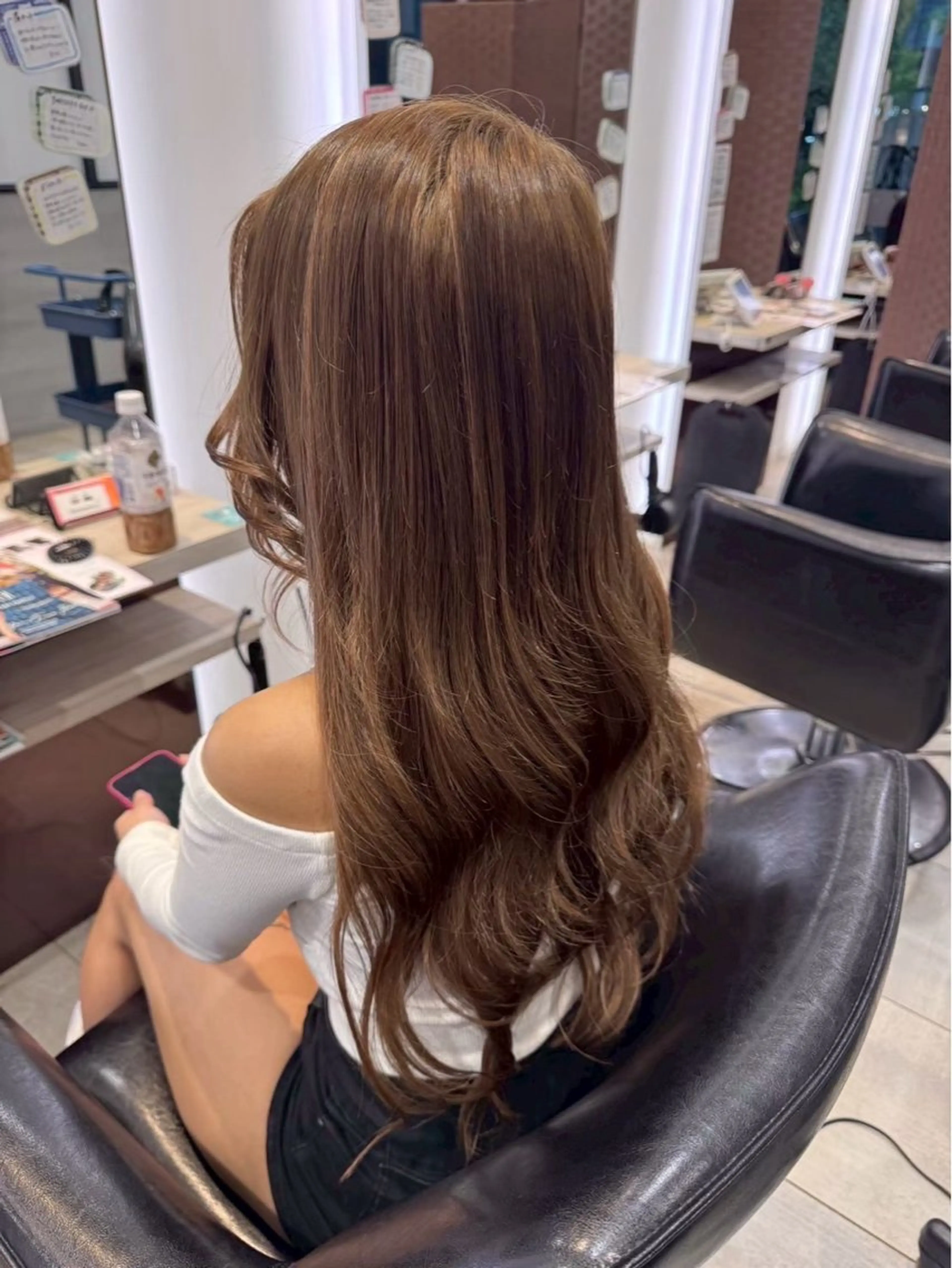 ロング シールエクステ ボブ エクステ ロング エクステ 福山 莉浬のヘアスタイル