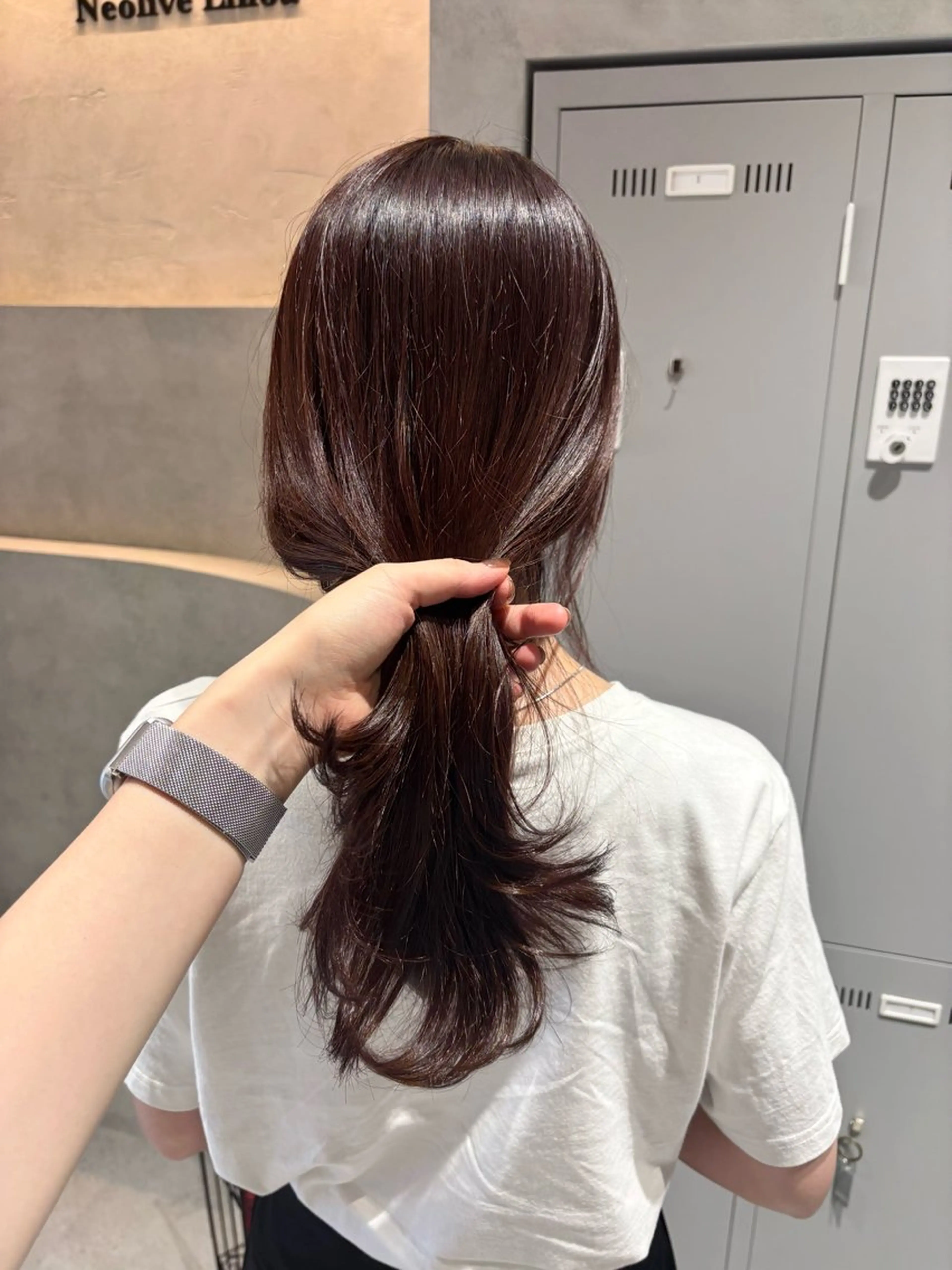 セミロング オレンジブラウン カット ヘアカラー 大久保 愛のヘアスタイル