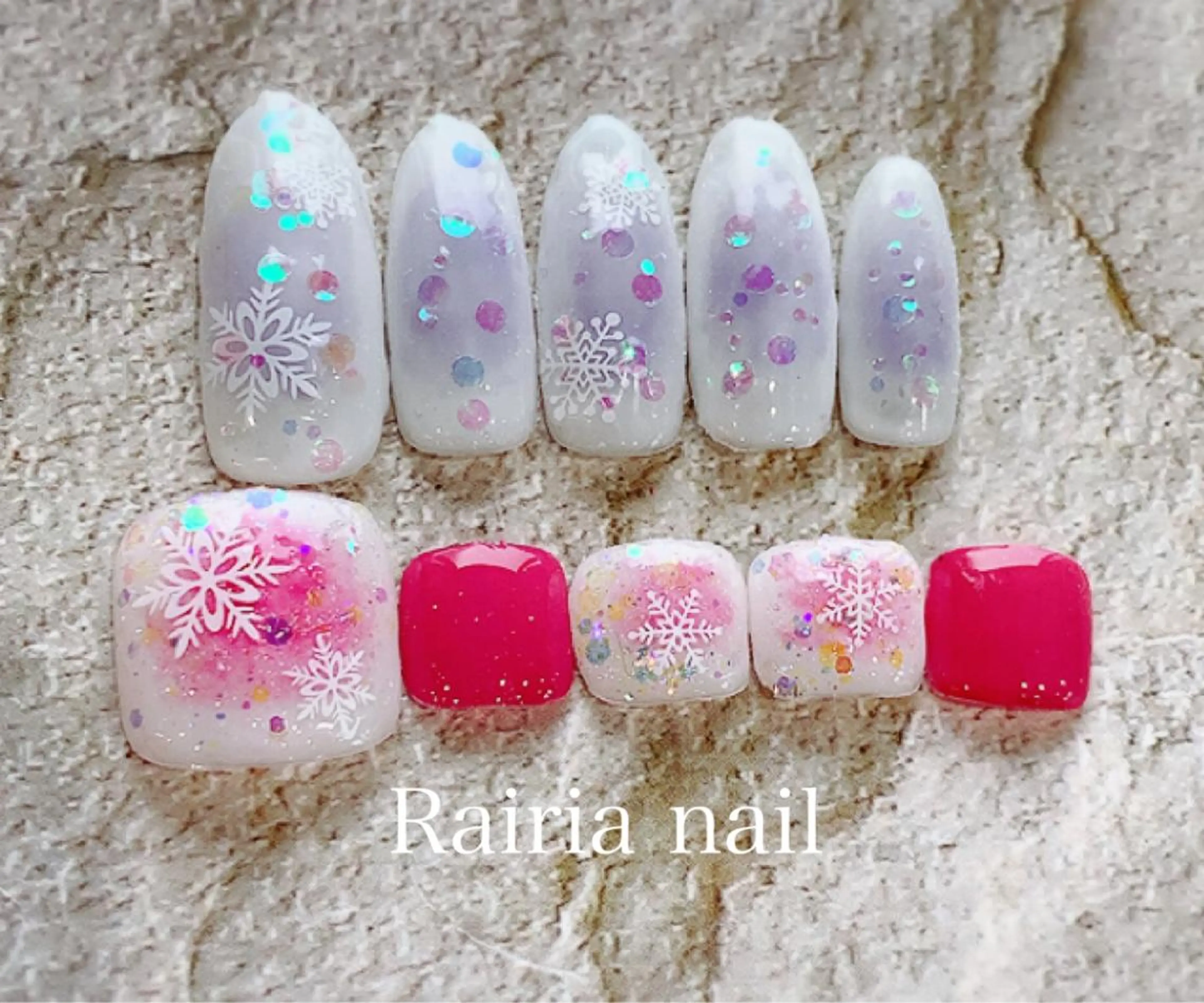 ネイル アートネイル ジェルネイル パラジェル 冬ネイル Rairia nail本八幡店のネイルデザイン