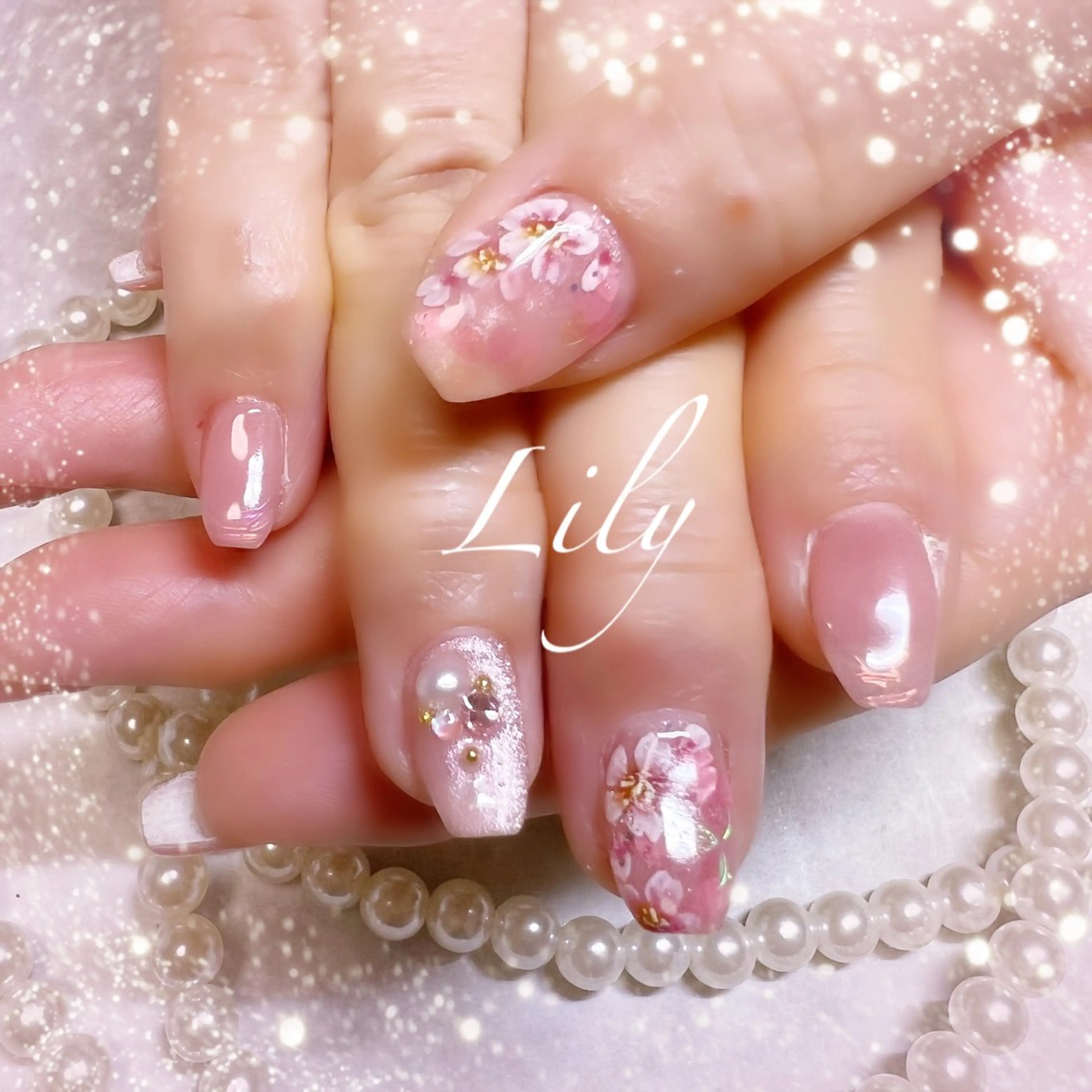 ネイル 桜ネイル ハンドネイル Nailsalon Lilyのネイルデザイン