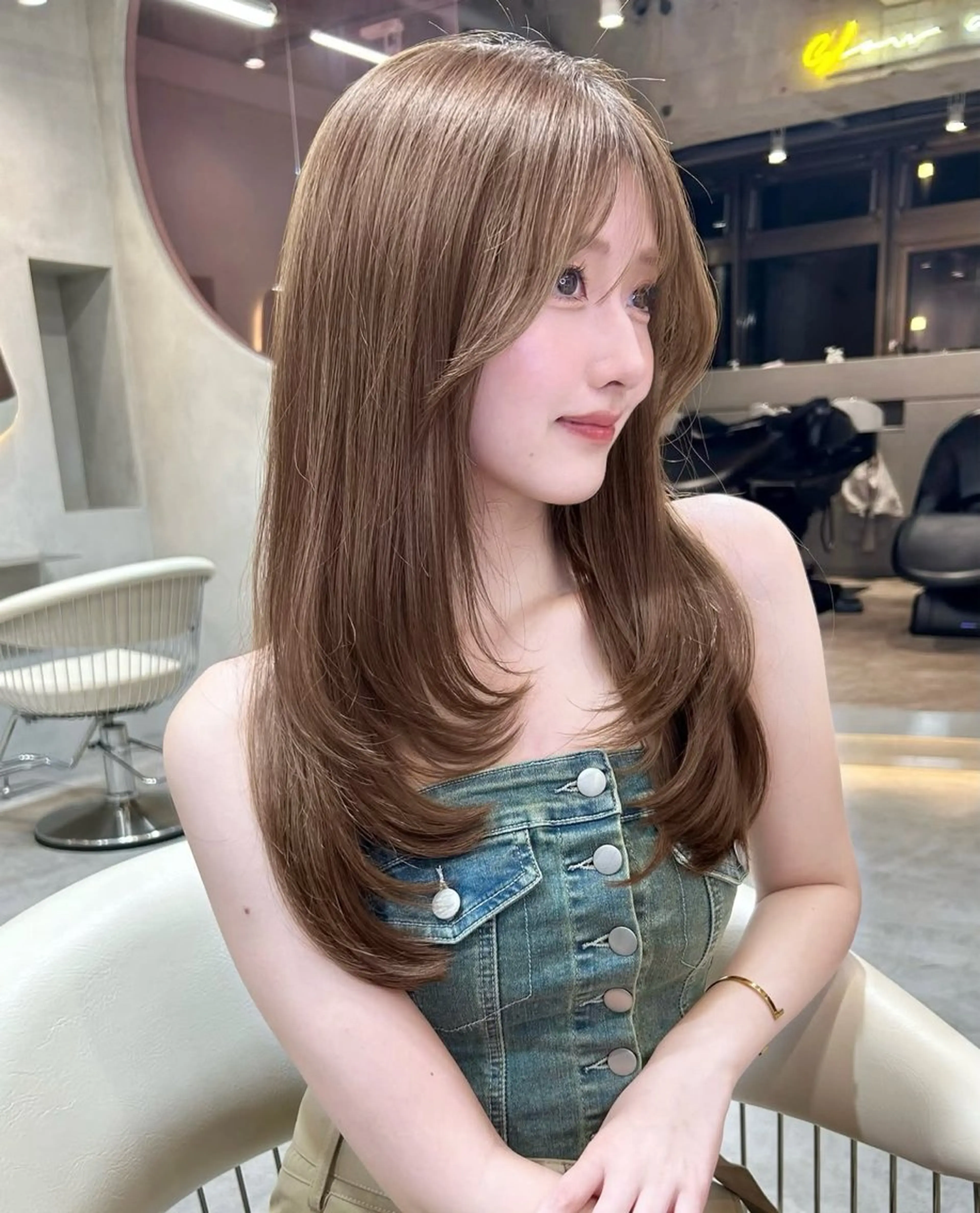 ロング カラー ブリーチ ダブルカラー ブリーチなしカラー 韓国風ヘア トリートメント カット ヘアカラー トリートメント 大宮韓国風レイヤー 吉田こうすけのヘアスタイル