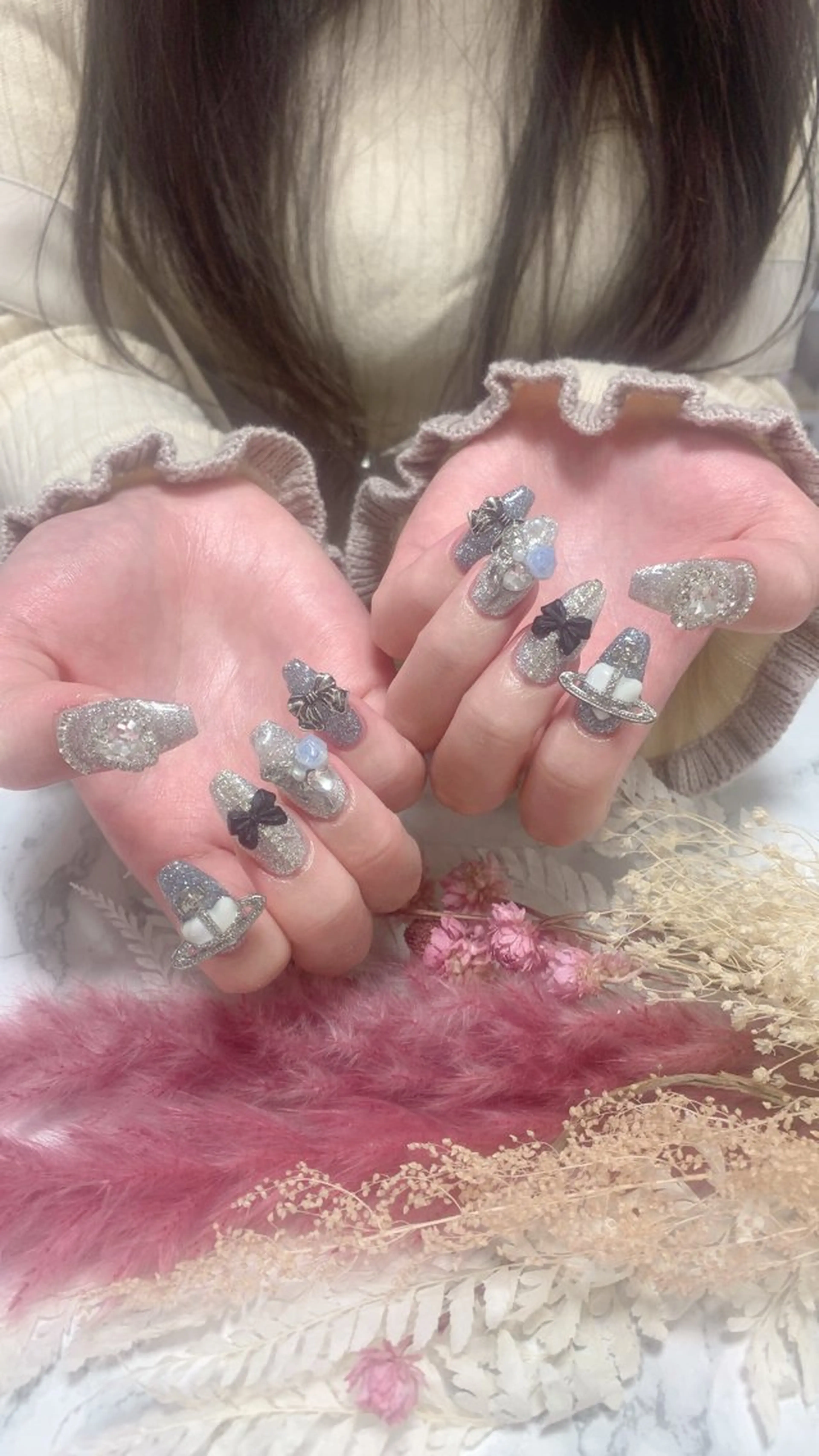 ネイル ハンドネイル はな💎ネイル ワンホン、長さ出しのネイルデザイン