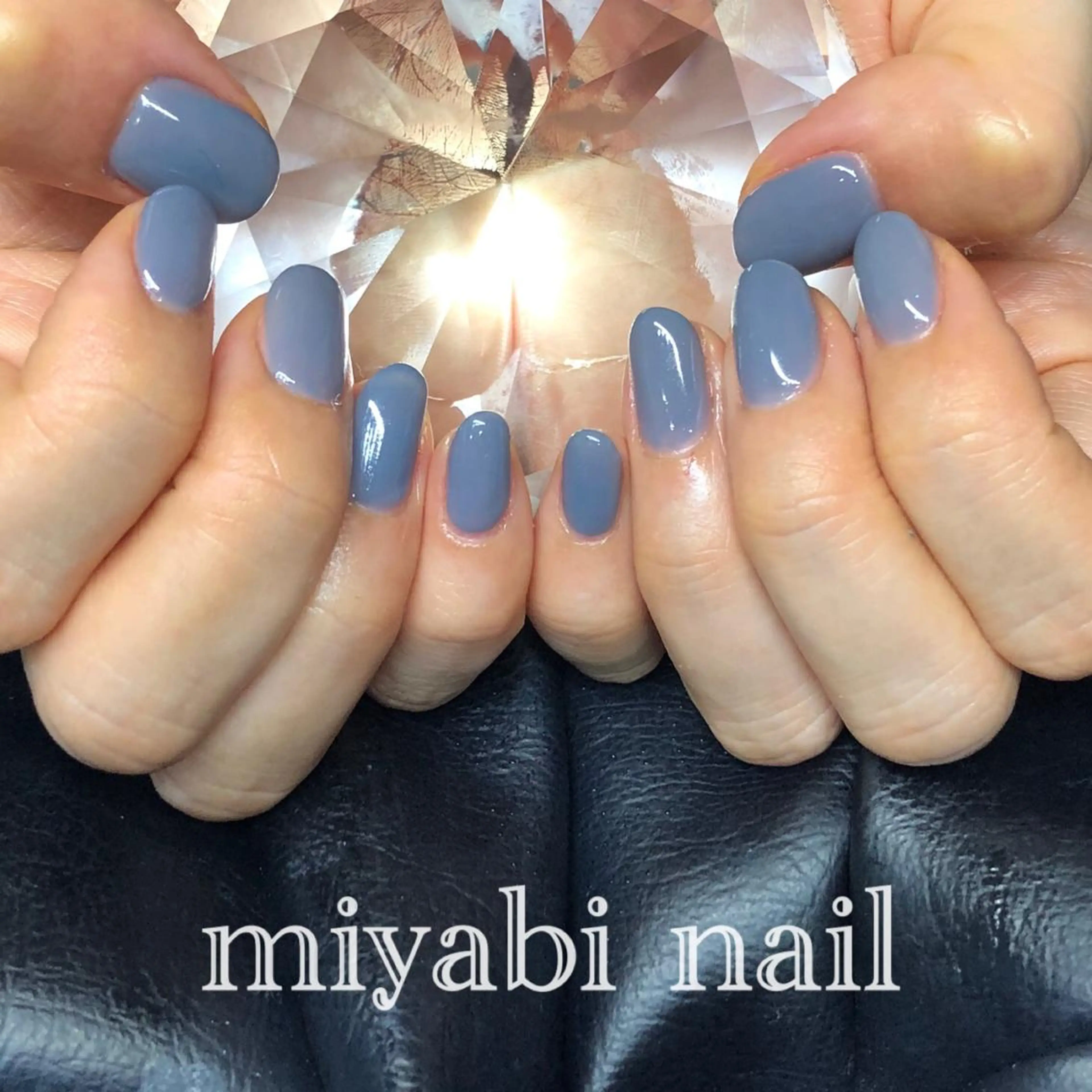 ネイル ブルー ジェルネイル ワンカラーネイル ショートネイル ハンドネイル miyabi nail 桂川駅近くのネイルデザイン