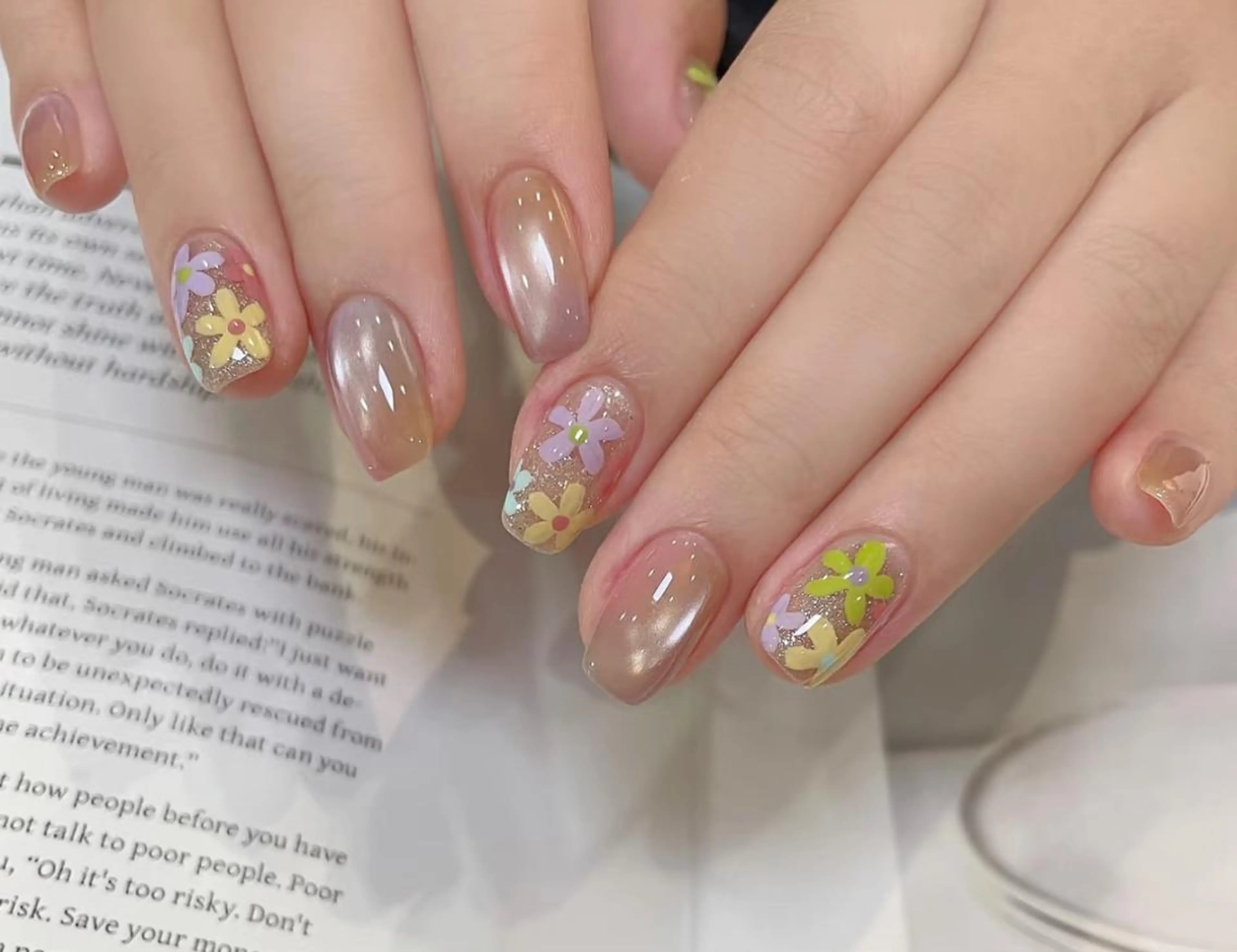 ネイル アートネイル マグネットネイル 春ネイル ハンドネイル RAFFINE haru🦋🩵のネイルデザイン